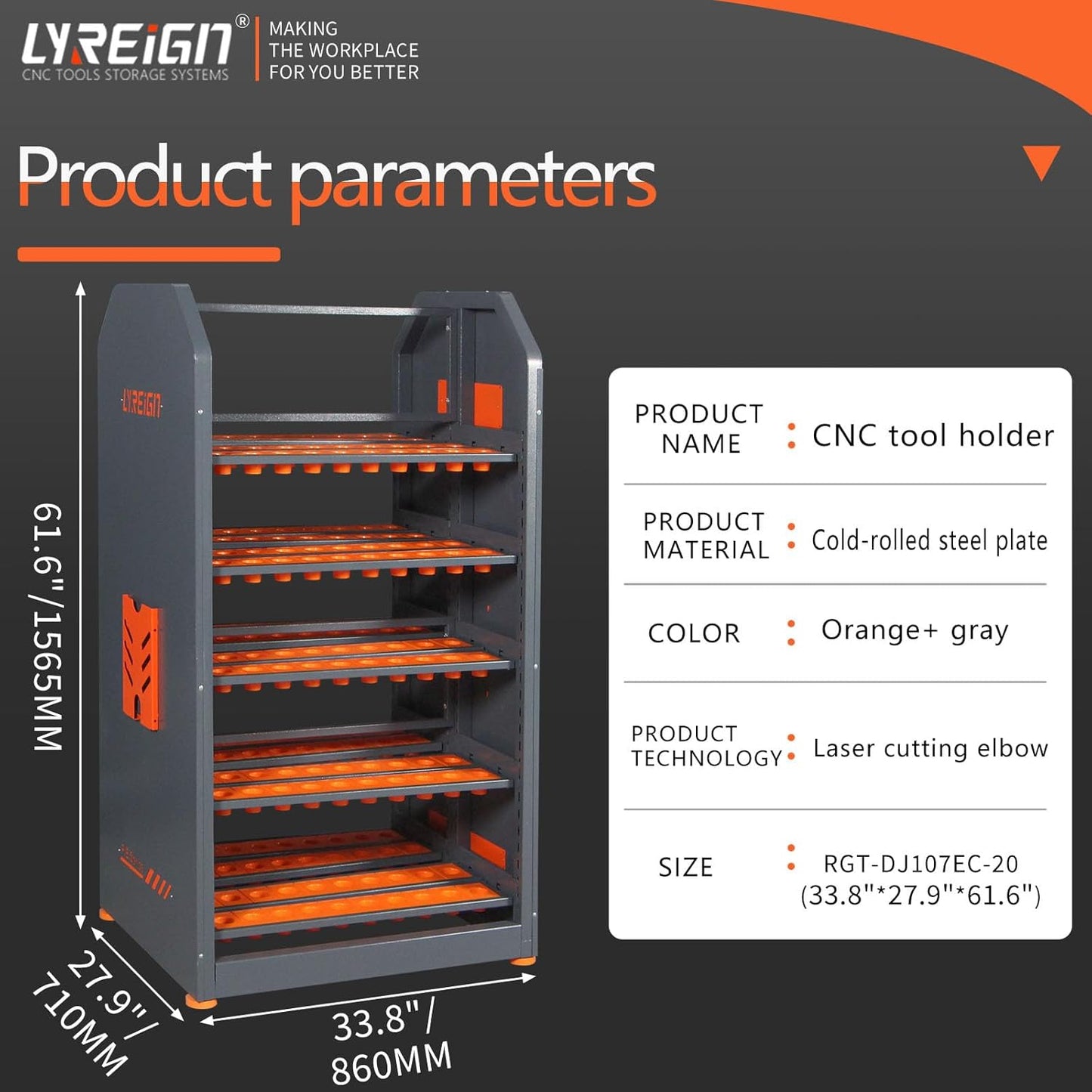 5-Layer Double-Sided Parallel CNC Storage, Large Capacity Tool Keeper & Compartment for Workers