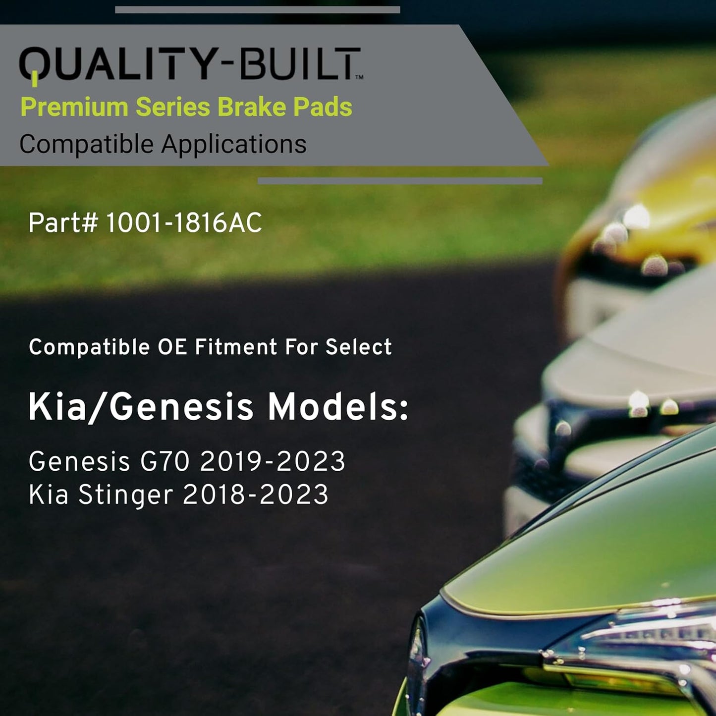 Premium Ceramic Rear Brake Pads (1001-1816AC) Compatible with Genesis G70 2019-2023, Kia Stinger 2018-2023