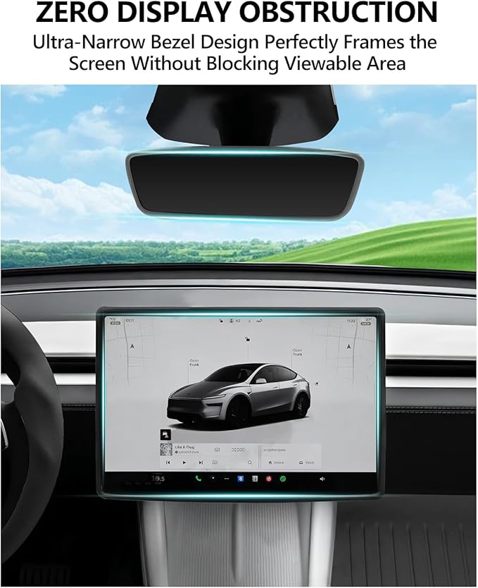 for Tesla Protector Trim Frame Model Y Juniper Model 3 Highlan 2026 Screen Edge Frame Rearview Mirror Cover Model Y Accessories Interior Silicone Decorations Center Console Decor Black