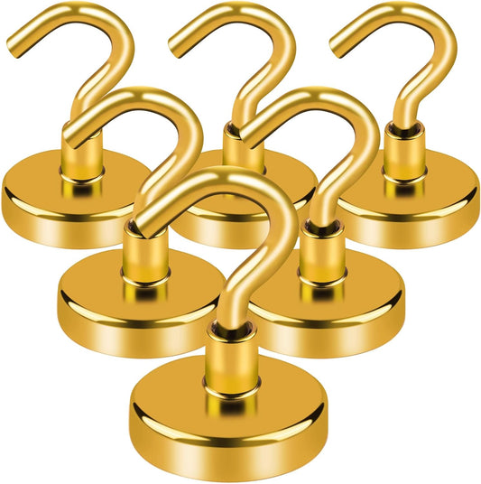 LOVIMAG Cruise Must Haves, 80Lb Magnet Hooks, Cruise Magnets for Door, Yellow Cruise Door Magnets, Magnetic Hooks for Hanging-6Pack