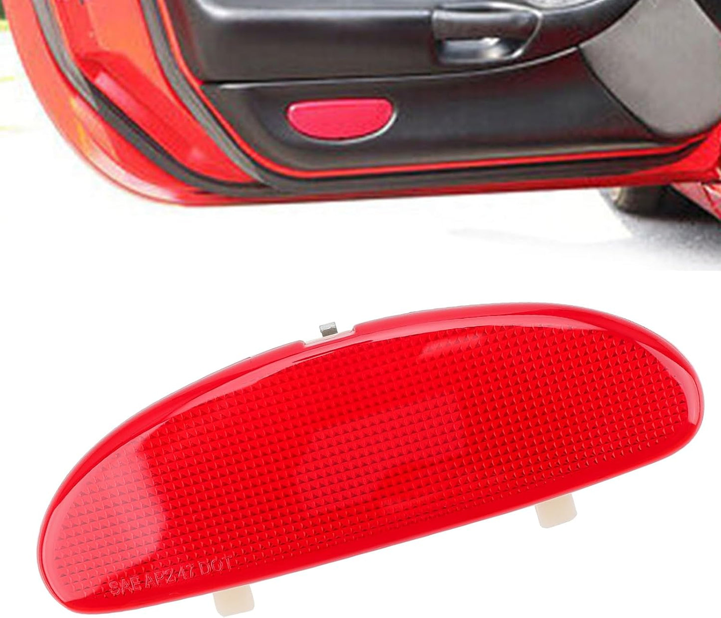 DERI Car Front Inner Door Panel Reflector Plate with Buckle Compatible with C5 Corvette 1997-2004, Left or Right Side Door Panel Reflector Assembly Replace 10295148 (Red) 1Pack