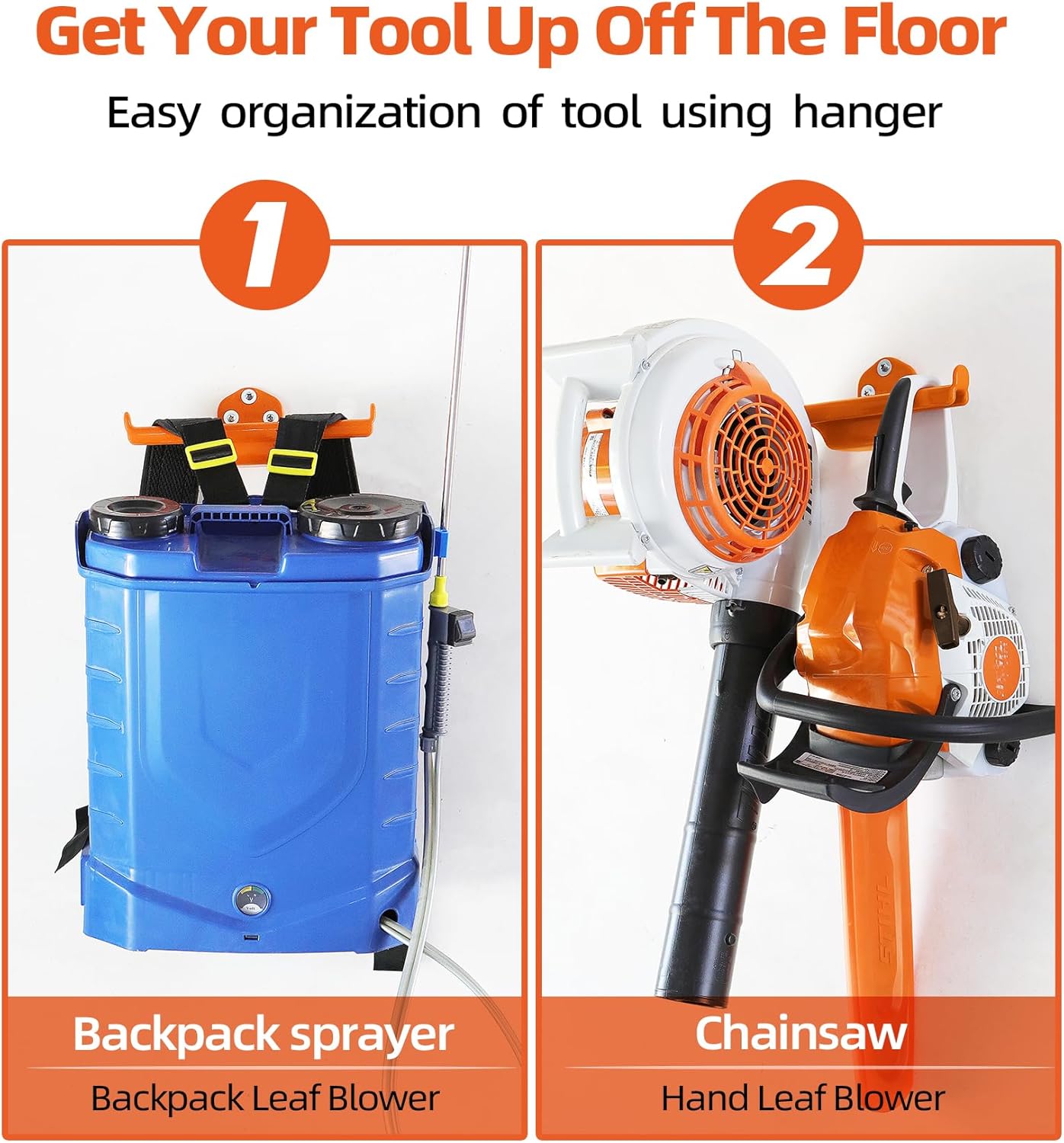 Backpack Leaf Blower Hanger, 1 Pack Backpack Sprayer Wall Mount, Heary Duty Chainsaw Wall Mount Stand Accessories Garage Organization Storage