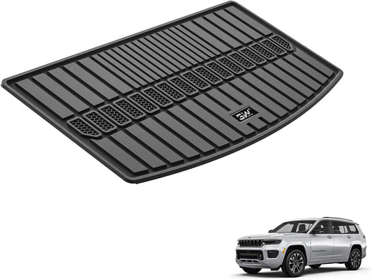 3W Cargo Liner Compatible for Jeep Grand Cherokee L 2021-2025 All Weather Custom Fit TPE Cargo Tray Heavy Duty Trunk Mats, Black
