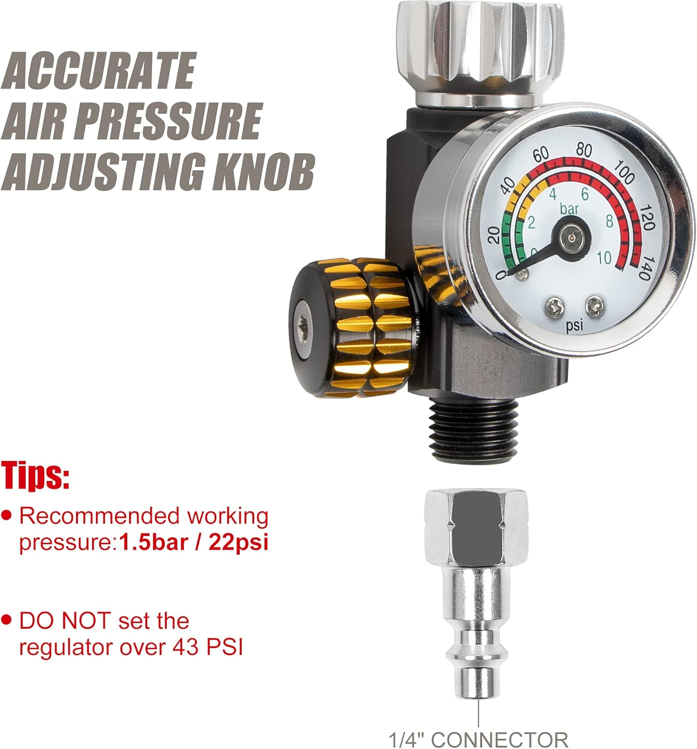 BEETRO HVLP Touch Up Mini Air Spray Gun for Clearcoats 1.0mm Stainless Steel Nozzle 150ml Capacity 7.0CFM 22psi with Type 2 Adapter Air Control Valve and Filter Professional