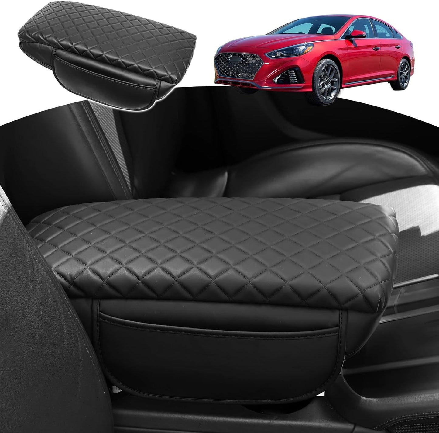 Center Console Cover for Hyundai Sonata 2015 2016 2017 2018 2019 Armrest Console Pad Lid Cover Sonata Accessories (Sonata 2015-19 pad)