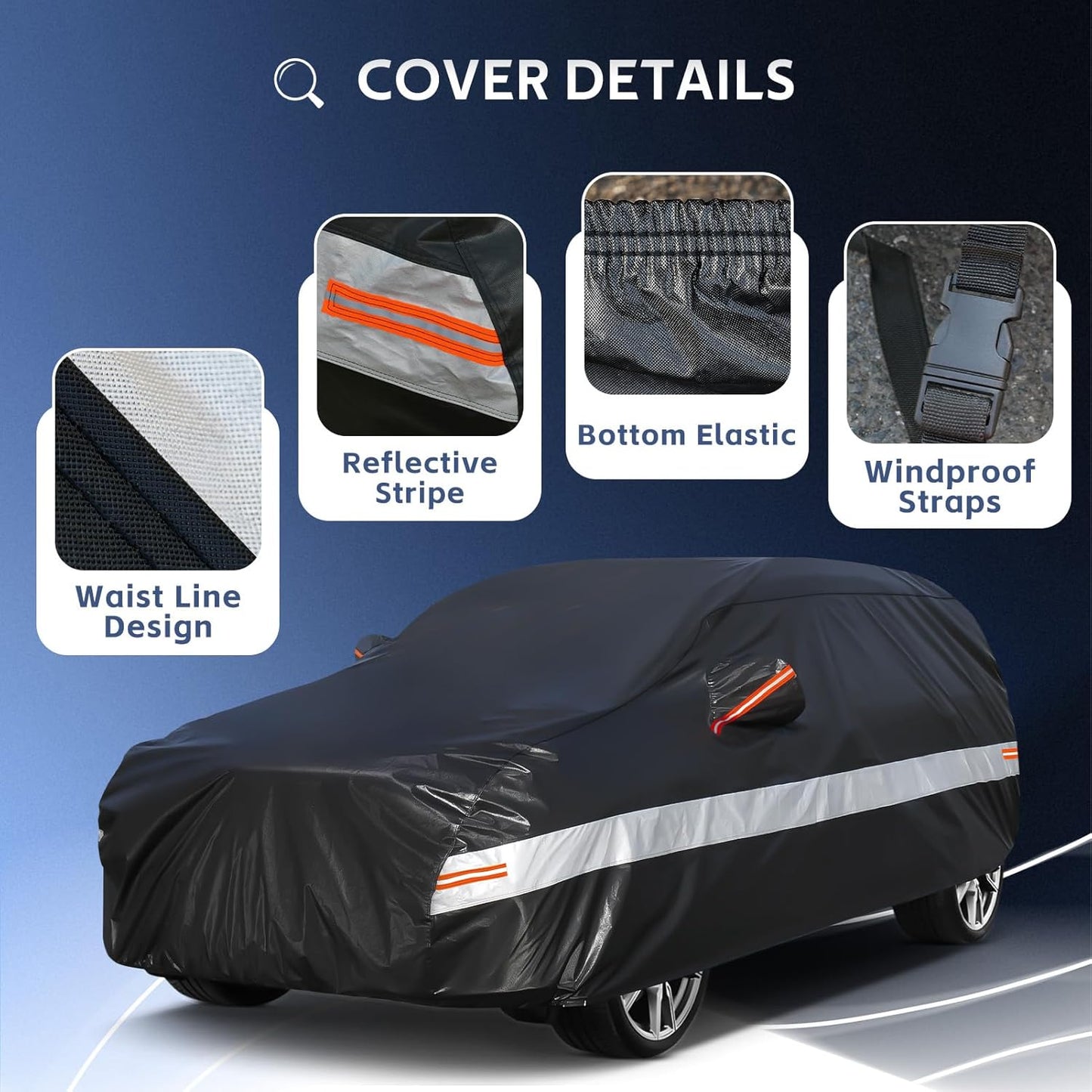 10 Layers SUV Car Cover Custom Fit for Honda Pilot (2008-2025) Waterproof All Weather for Automobiles, Outdoor Full Cover Sun UV Rain Protection with Cotton.Black