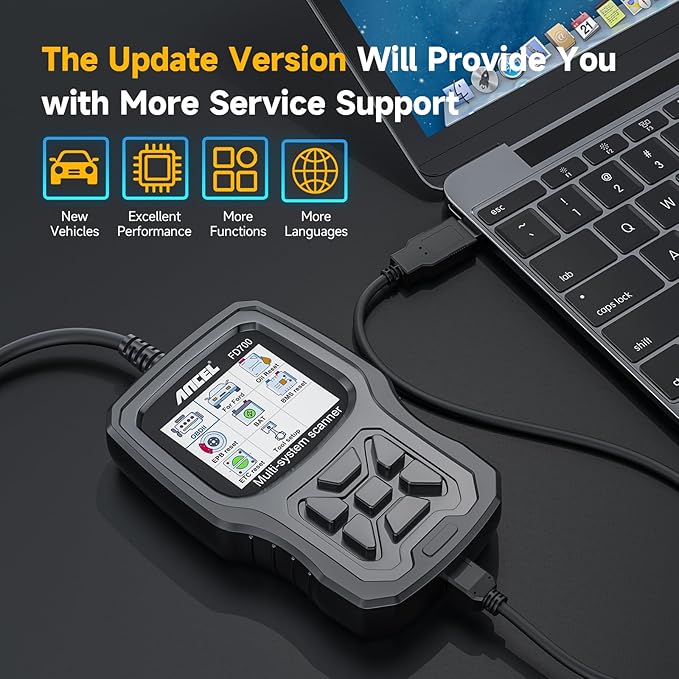 ANCEL FD700 Full System OBD2 Scanner Fits for Ford Lincoln Mercury Vehicles All Functions Automotive Disgnostic Scan Tool with Battery Registration ABS SRS SAS BMS Oil Reset TPMS Engine IQA EPB Regen