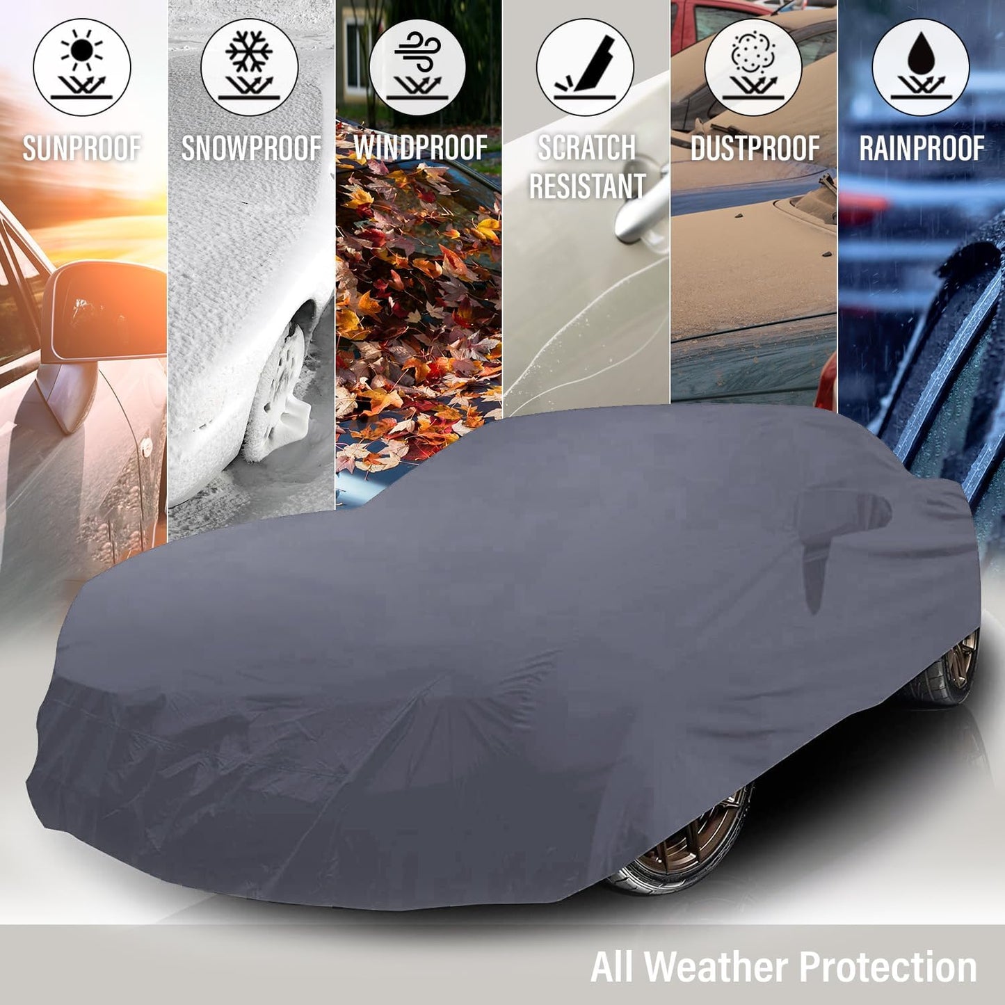 Supreme Full Car Cover – for Pontiac Sunbird 1990-1995 Coupe & Convertible 2-Door Semi Custom Fit Waterproof Full Coverage All Weather Windproof Dust Proof Indoor Outdoor Automobile