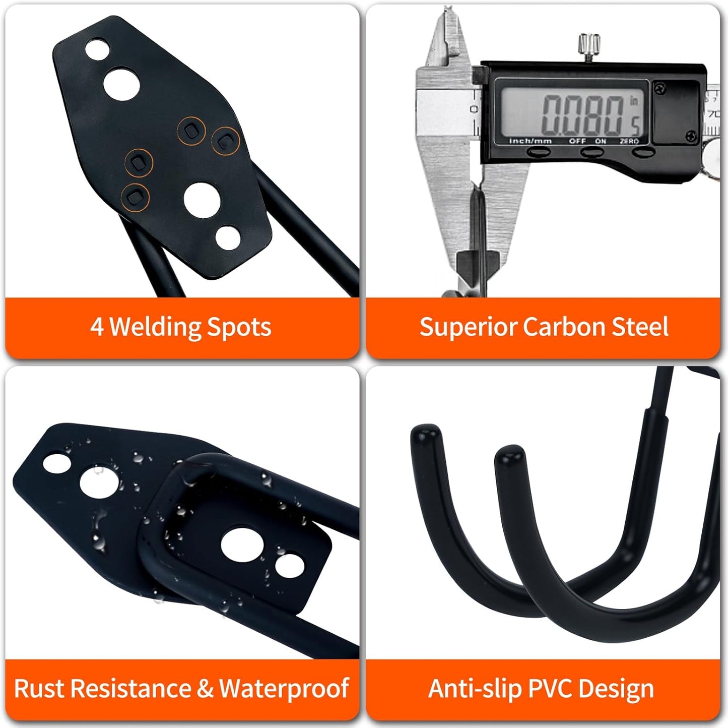 14 Pack Garage Hooks, Utility Wall Mount Garage Hooks Heavy Duty with Multiple Welding Spots, Garage Organization for Hanging Garden & Shed Tools, Bike, Ladder, Hose and More(Black)