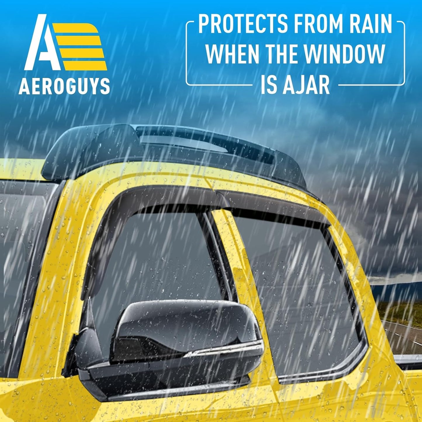 Extra Durable Window Deflectors Tape-On Window Visors Rain Guards Fit for Toyota Tacoma 2016-2023 Double Cab, Sun Visors, Wind Vent for Shades, Exterior Car Accessories - 4pcs. AG0743