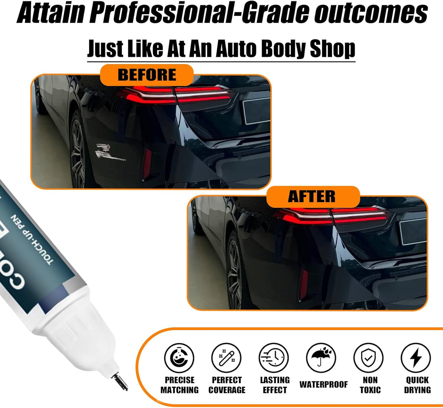 Black Sapphire Metallic(475) Touch Up Paint for BMW, Car Paint Pen Scratch Repair Two-In-One Touch Up Paint, Premium Car Scratch Remover for Deep Scratches