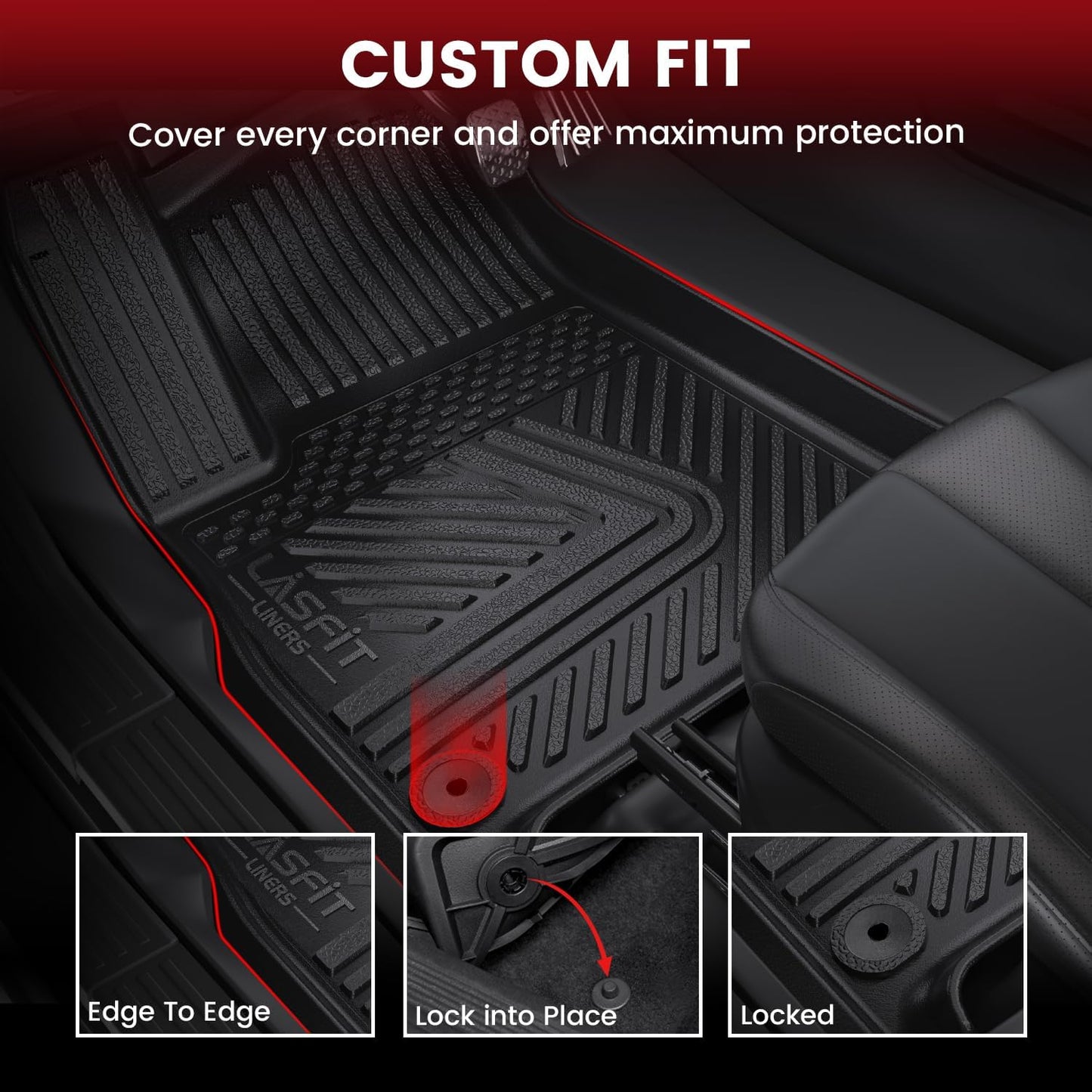 LASFIT Floor Mats for Rivian R1S 2022 2023 2024, All Weather Floor Liner TPE Custom Fit Car Mats for Rivian R1S 1st & 2nd & 3rd Row Rubber Mats, Black,Tasteless, Durable and Easy to Clean
