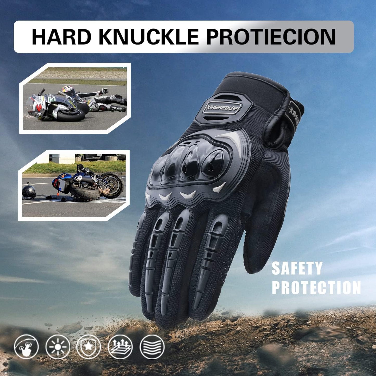 Motorcycle Gloves Touch Screen Full Finger Riding Gloves Knuckle Protection for Men and Women for Dirt Riding, Road Racing, Cycling, Climbing Work Outdoor Sports
