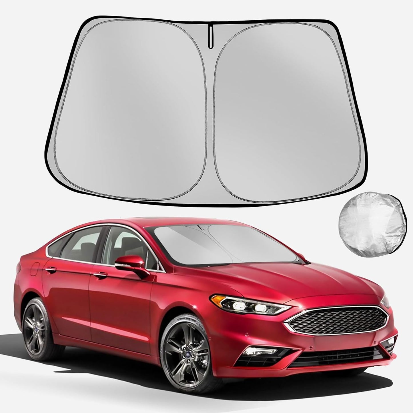 Windshield Sun Shade for 2013-2021 Ford Fusion Foldable Sun Sunshade for Car Front Window Blocks UV Rays and Heat Automotive Interior Protector Custom Fit Accessories