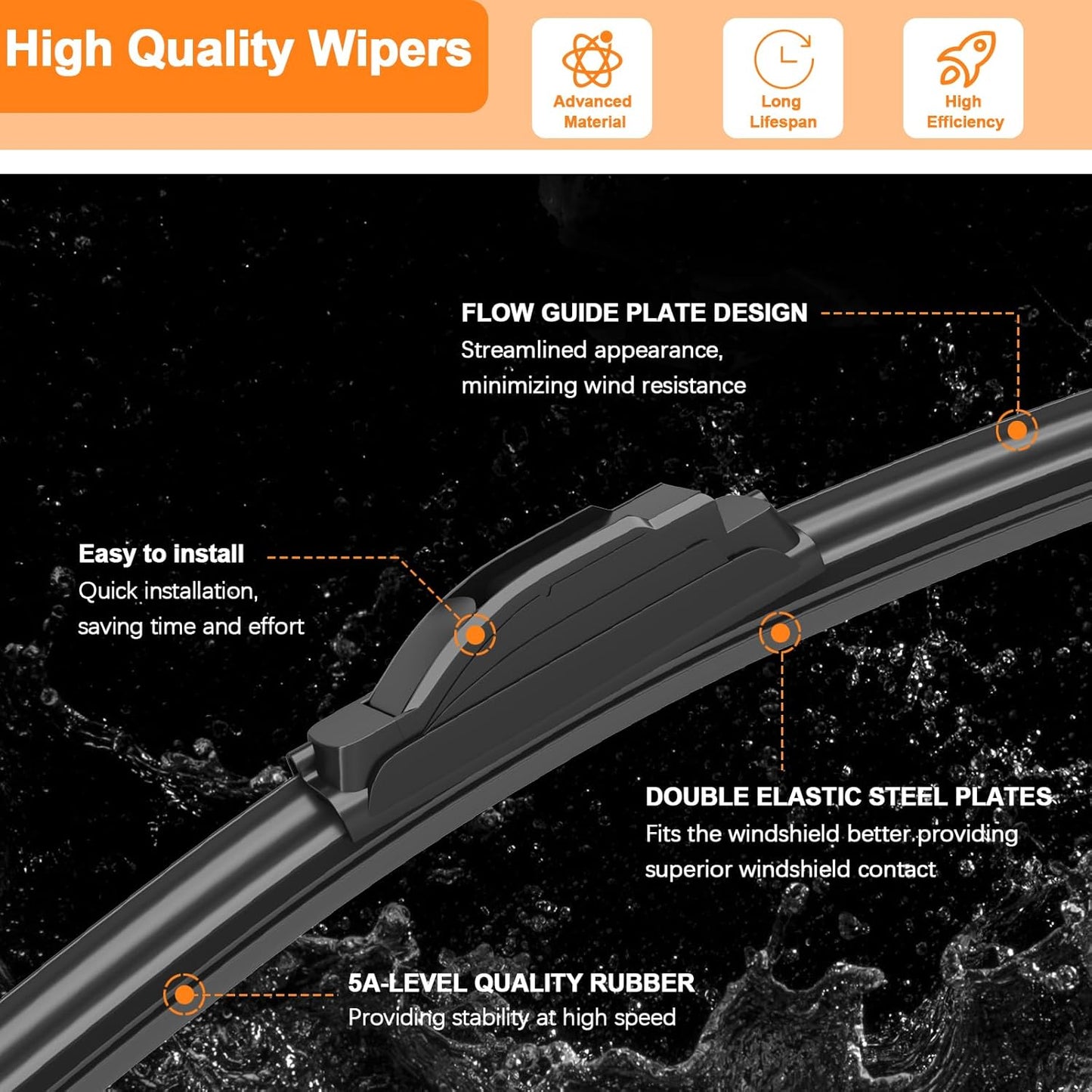 HULADAED® 24''+18''+13'' Windshield Wipers Replacement for Chevrolet Equinox Blazer 2022-2018,GMC Terrain 2022-2018 Silicone Front Rear Wiper blades for MY Car-All Weather & Quiet(3 PACK)