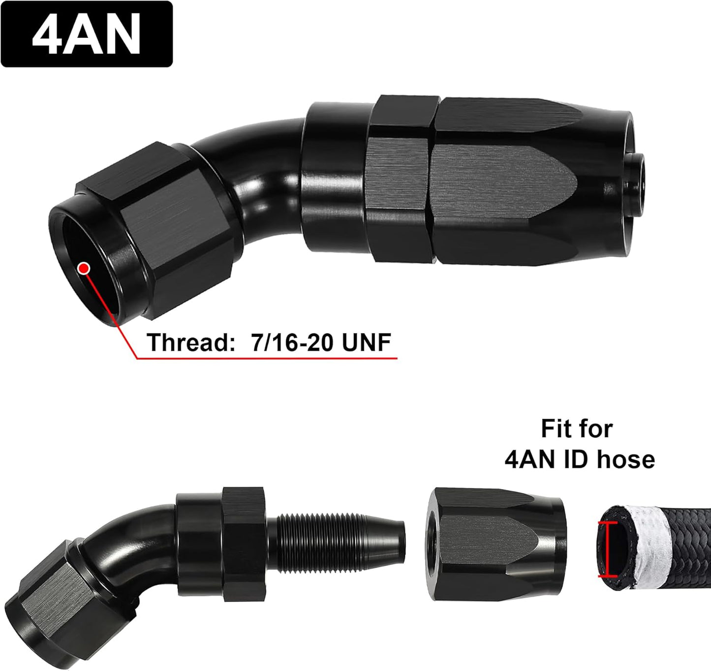 EVIL ENERGY 4AN 45 Degree One Piece Full Flow Hose End Fitting Swivel For CPE Braided Hose