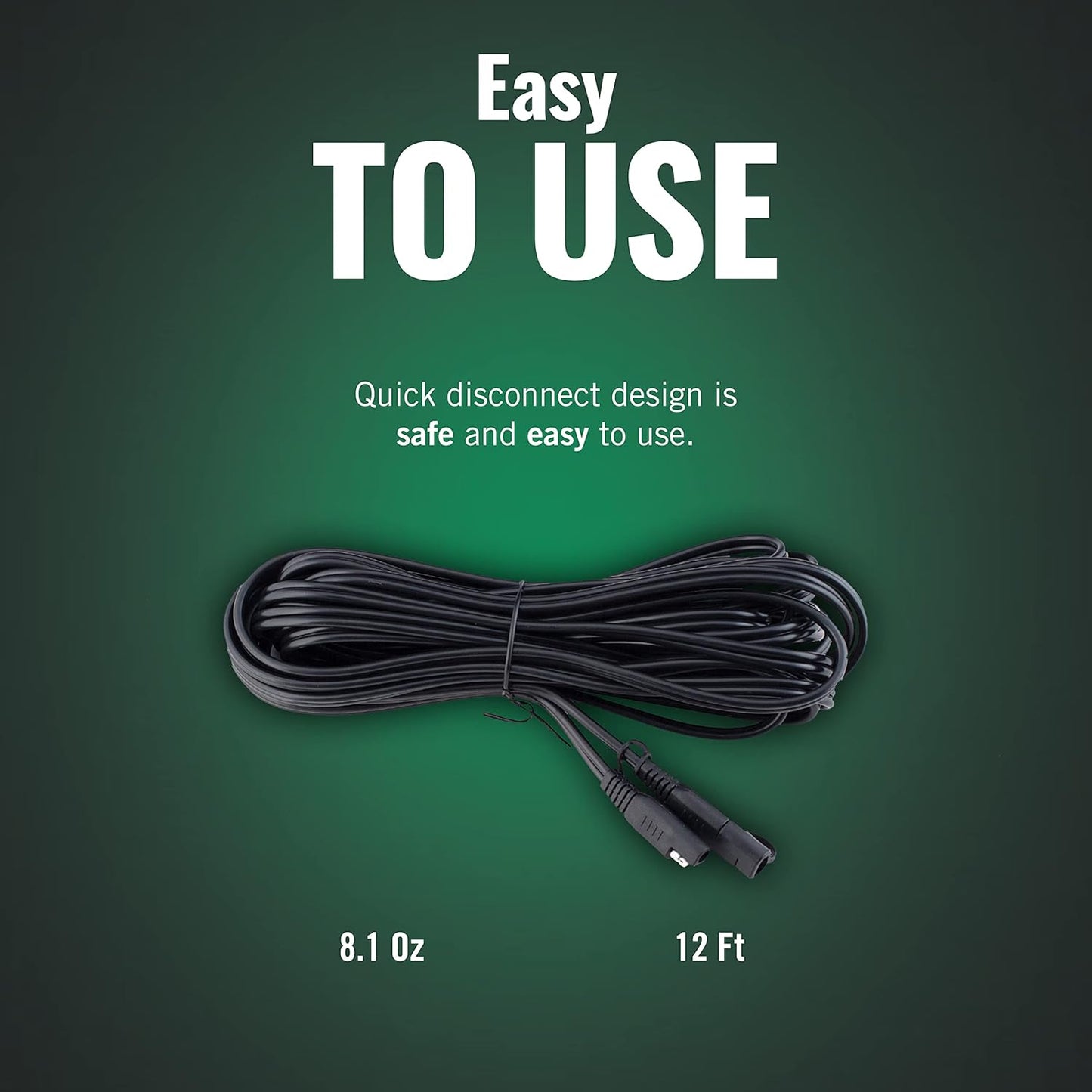Battery Tender 12 Foot Extension SAE Cable - Designed for Use with Battery Tender Chargers - Quick Connect Plugs for Easy Connection to Motorcycle, Cars, ATVs and More - 081-0148-12
