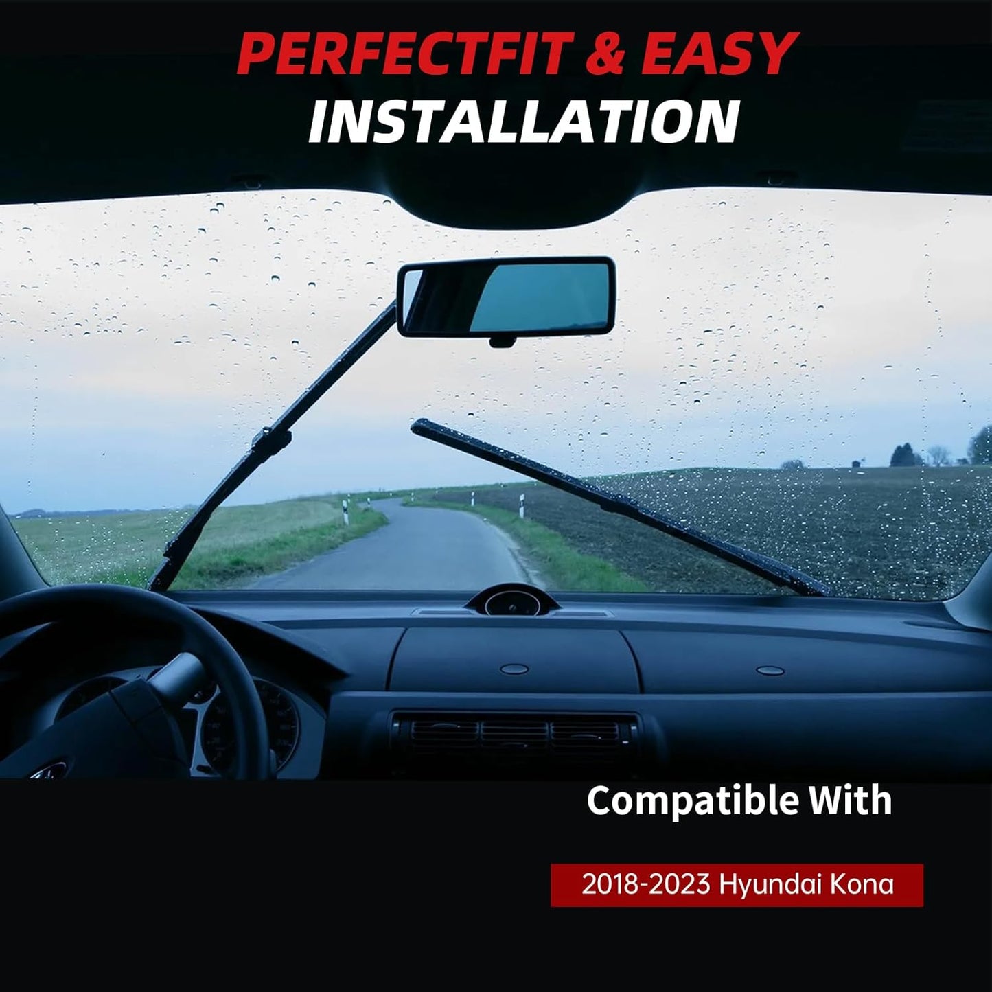 OTUAYAUTO Premium Windshield Wiper Blades - Replacement for Hyundai Kona 2018-2023 - Precision Fit, All-Weather Performance, Front and Rear Wiper Blades, J/U Hook - 26"+16"+11" (Pack of 3)