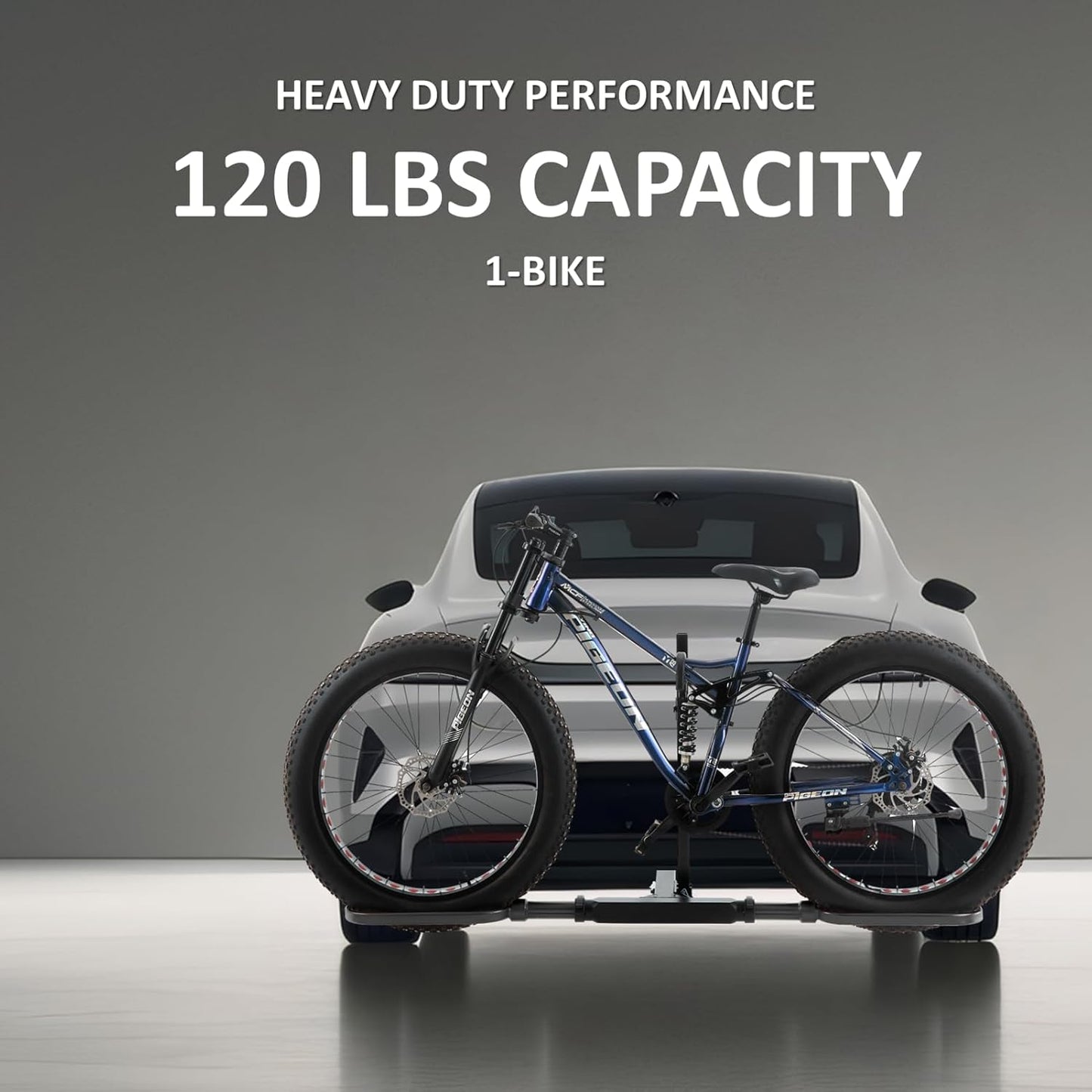 Trailer Hitch Bike Rack for Car 1 Bike, E Bike Carrier Hitch Mount, Fat-Tire Ebike Rack for Tow Hitch, Fits 2" Inch Receiver for SUV Truck Van (1 Bike - 120 Lbs Cap - Black)