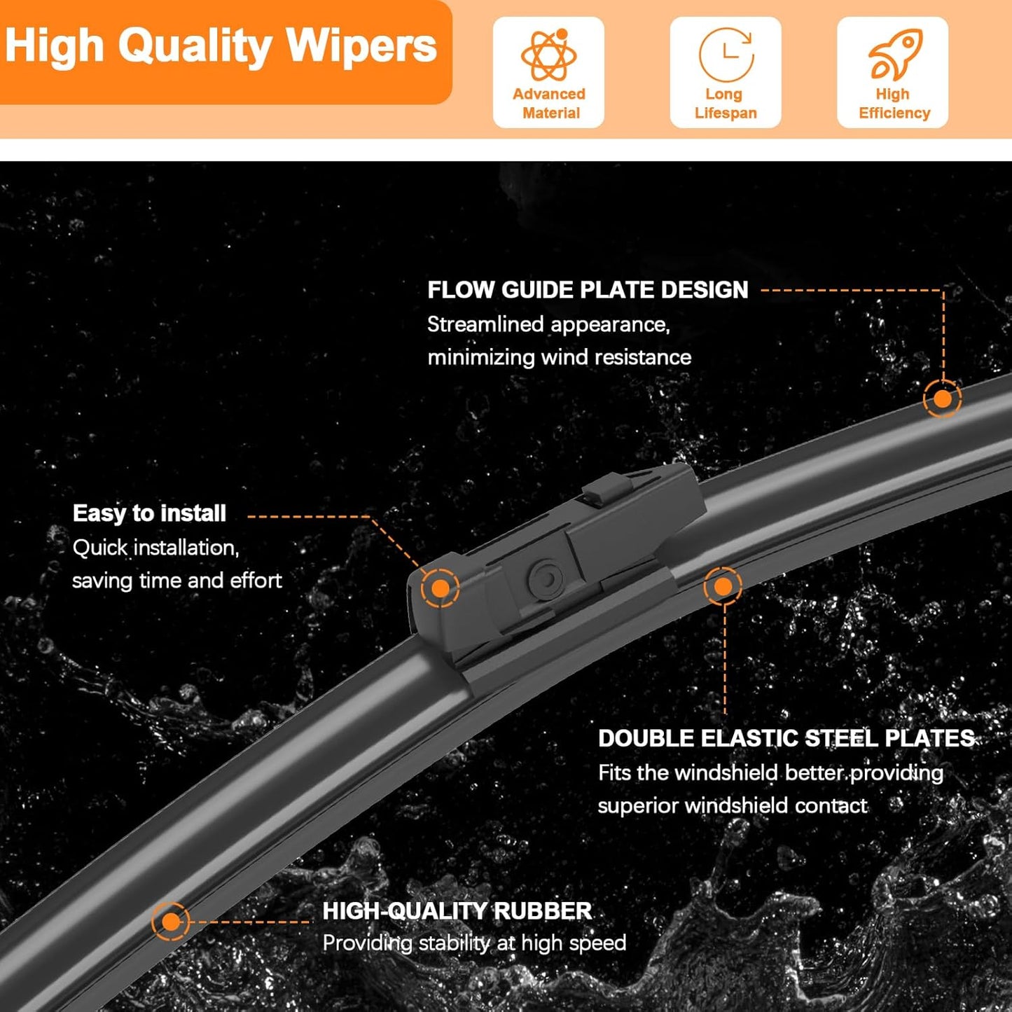 HULADAED® 26''+20''+13'' Windshield Wipers Replacement for BMW X3 2017 2016 2015 2014 2013 2012 2011,Silicone Front Rear Wiper blades for MY Car-All Weather & Quiet(3 PACK)