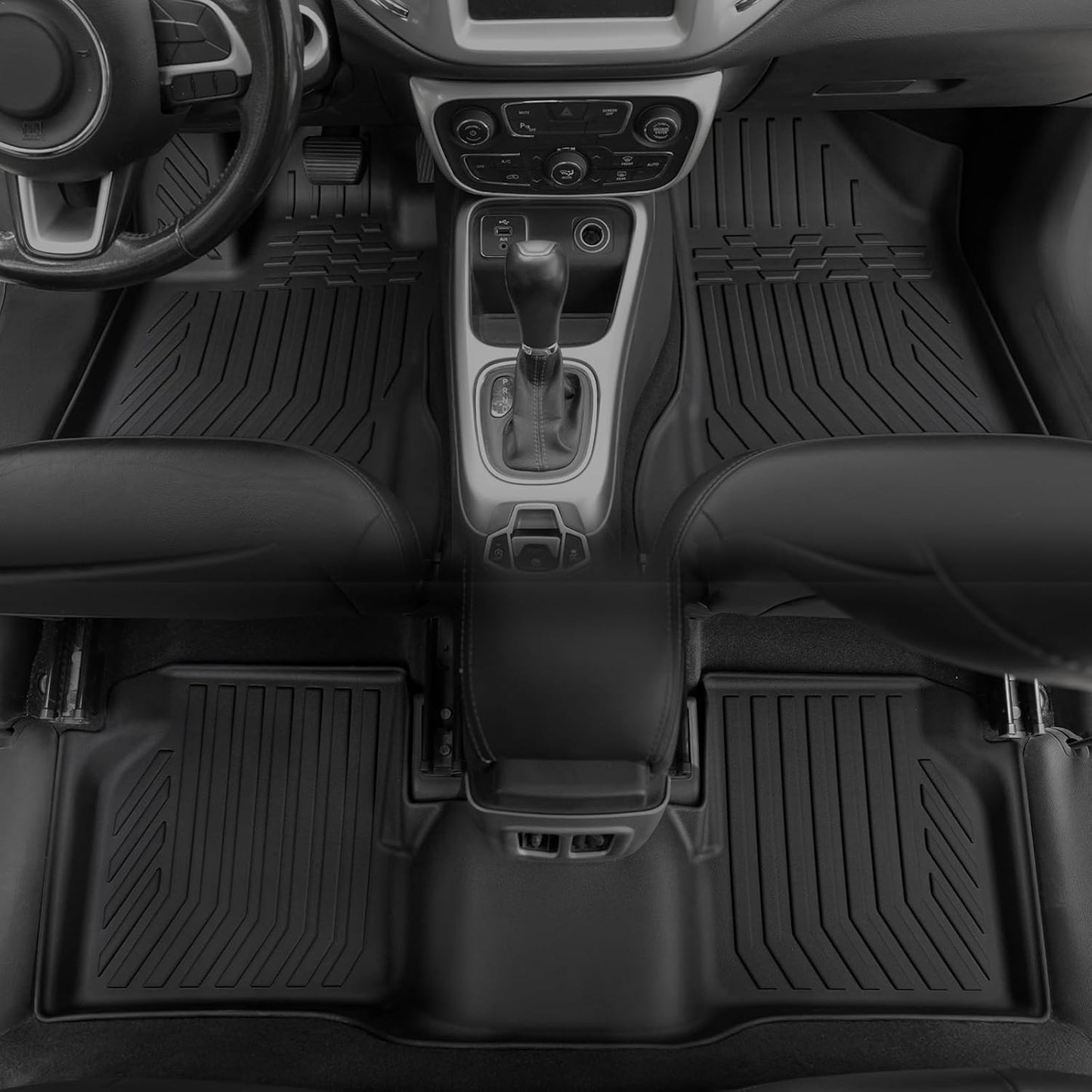 Floor Mats Set for 2017-2025 Jeep Compass Accessories(New Body Style 2nd Generation), Full Coverage All Weather Floor Mats with Cargo Mat TPE Includes Backrest Protectors & Door Sill Guards