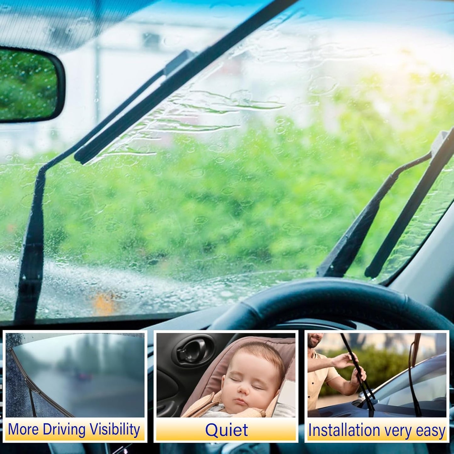 3 wipers Replacement for 2011-2020 Toyota sienna, Windshield Wiper Blades Original Equipment Replacement - 28"/20"/16" (Set of 3) U/J HOOK