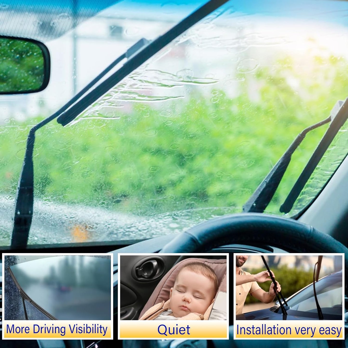 3 wipers Replacement for 2008-2012 Ford Escape, Windshield Wiper Blades Original Equipment Replacement - 20"/20"/12" (Set of 3) Pinch Tap