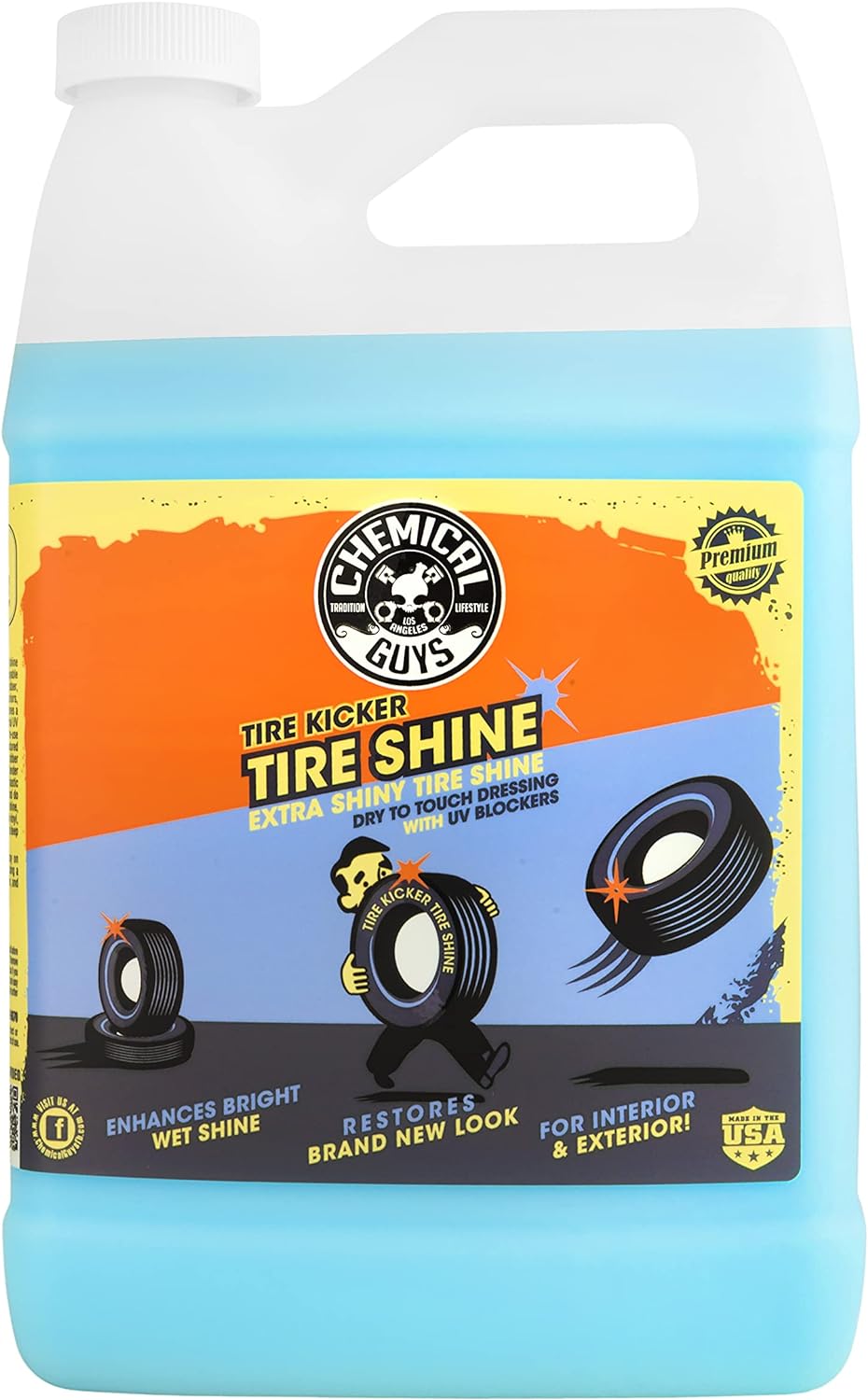 Chemical Guys Tire Kicker Sprayable Extra Glossy Tire Shine (Works on Rubber, Vinyl & Plastic) Safe for Cars, Trucks, Motorcycles, RVs & More, 128 fl oz (1 Gallon)