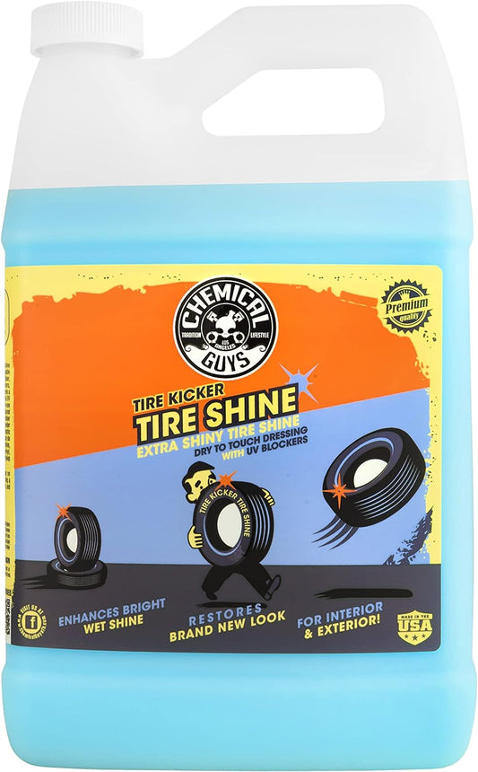 Chemical Guys Tire Kicker Sprayable Extra Glossy Tire Shine (Works on Rubber, Vinyl & Plastic) Safe for Cars, Trucks, Motorcycles, RVs & More, 128 fl oz (1 Gallon)
