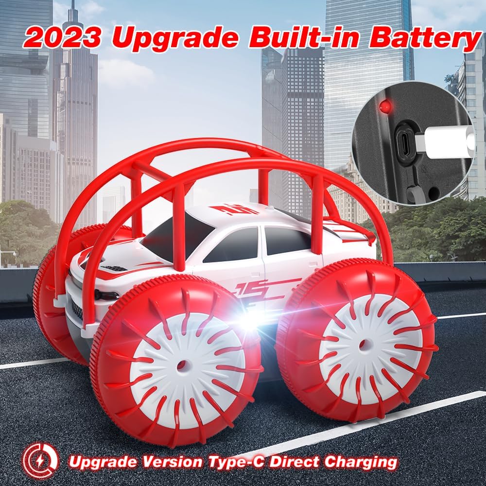 MaxTronic Amphibious Remote Control Car,Rechargeable RC Cars Toy 360° Flips Rotation Stunt Crawler 15KM/H 4WD All Terrain Outdoor Indoor Toy for Kids Boys Girls 3-12