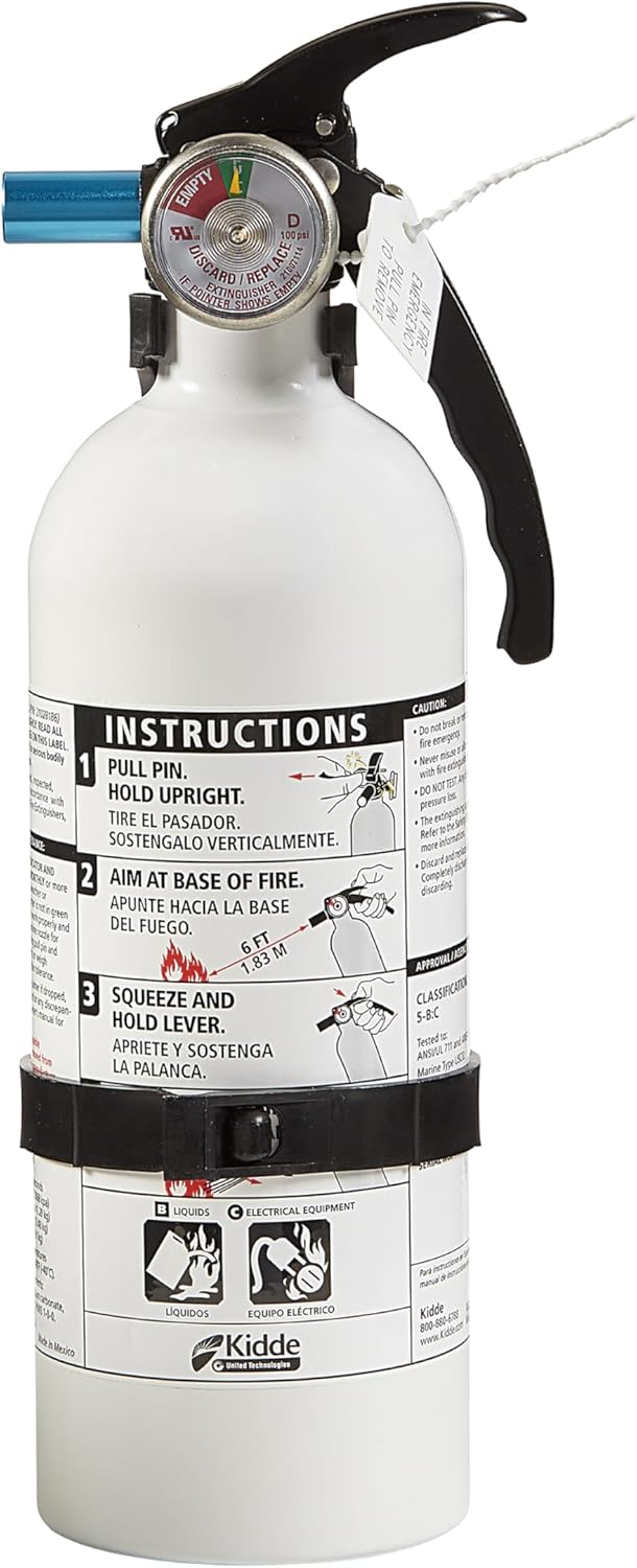 Kidde Auto Fire Extinguisher for Car & Truck, 5-B:C, 3.2 Lbs., Dry Chemical Extinguisher & Kitchen Fire Extinguisher, Home Use for Grease Fires, 3.9 Lbs., Wall Mount Included, White