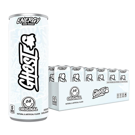 GHOST Energy Drink - 24-Pack, Original, 8.4oz - Energy & Focus & No Artificial Colors - 100mg of Natural Caffeine, L-Carnitine & Taurine - Gluten-Free & Vegan
