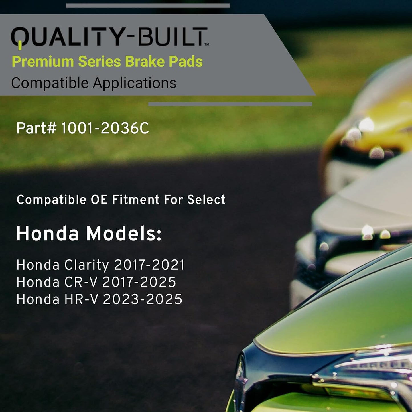 Premium Ceramic Front Brake Pads (1001-2036C) Compatible with Honda Clarity 2017-2021, Honda CR-V 2017-2025, Honda HR-V 2023-2025