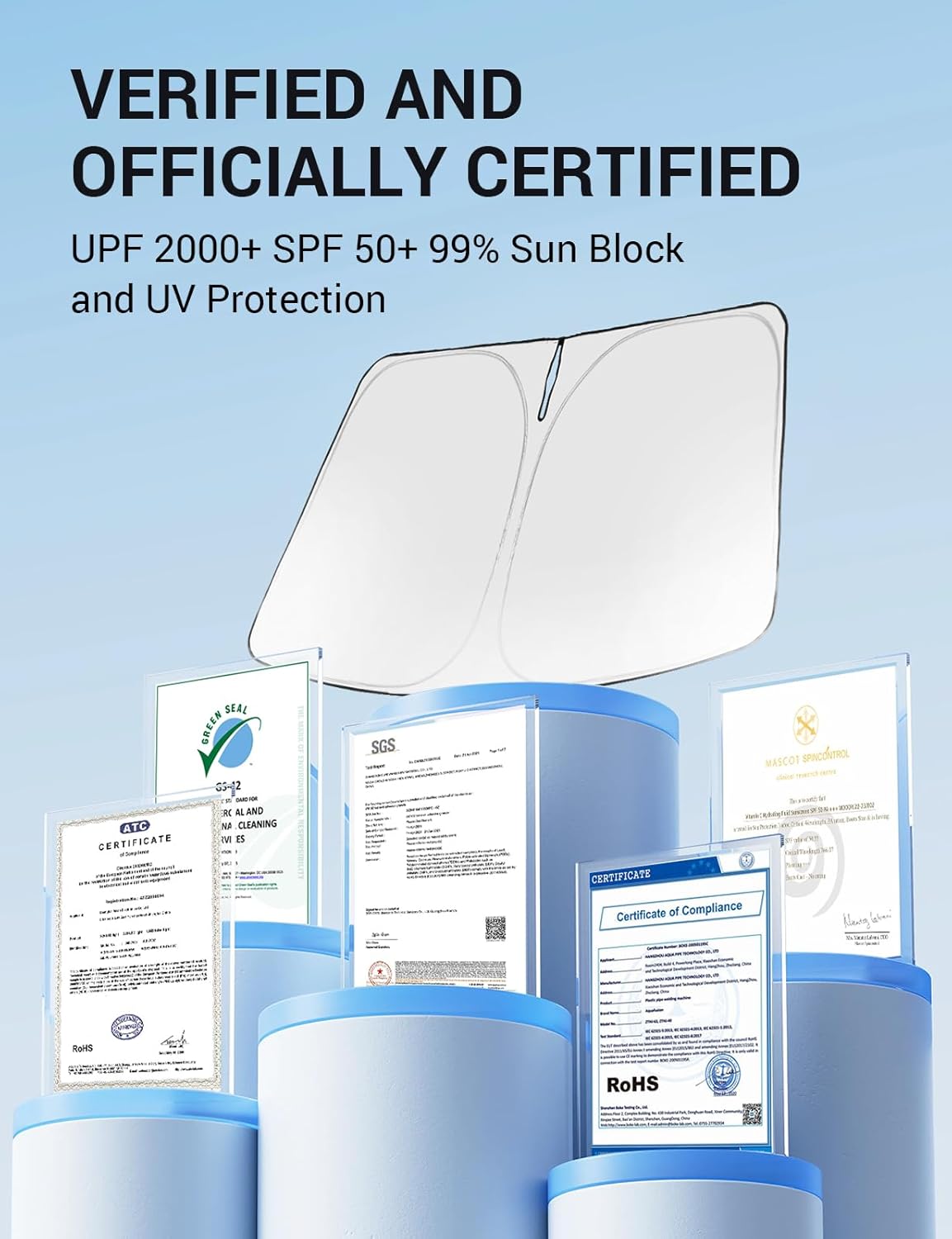 Proadsy for Volkswagen VW ID.4 2021-2025 Windshield Sun Shade 4-Layer Foldable Front Sunshade Protector Sun Visor Blocks UV Rays Keep Car Cooler