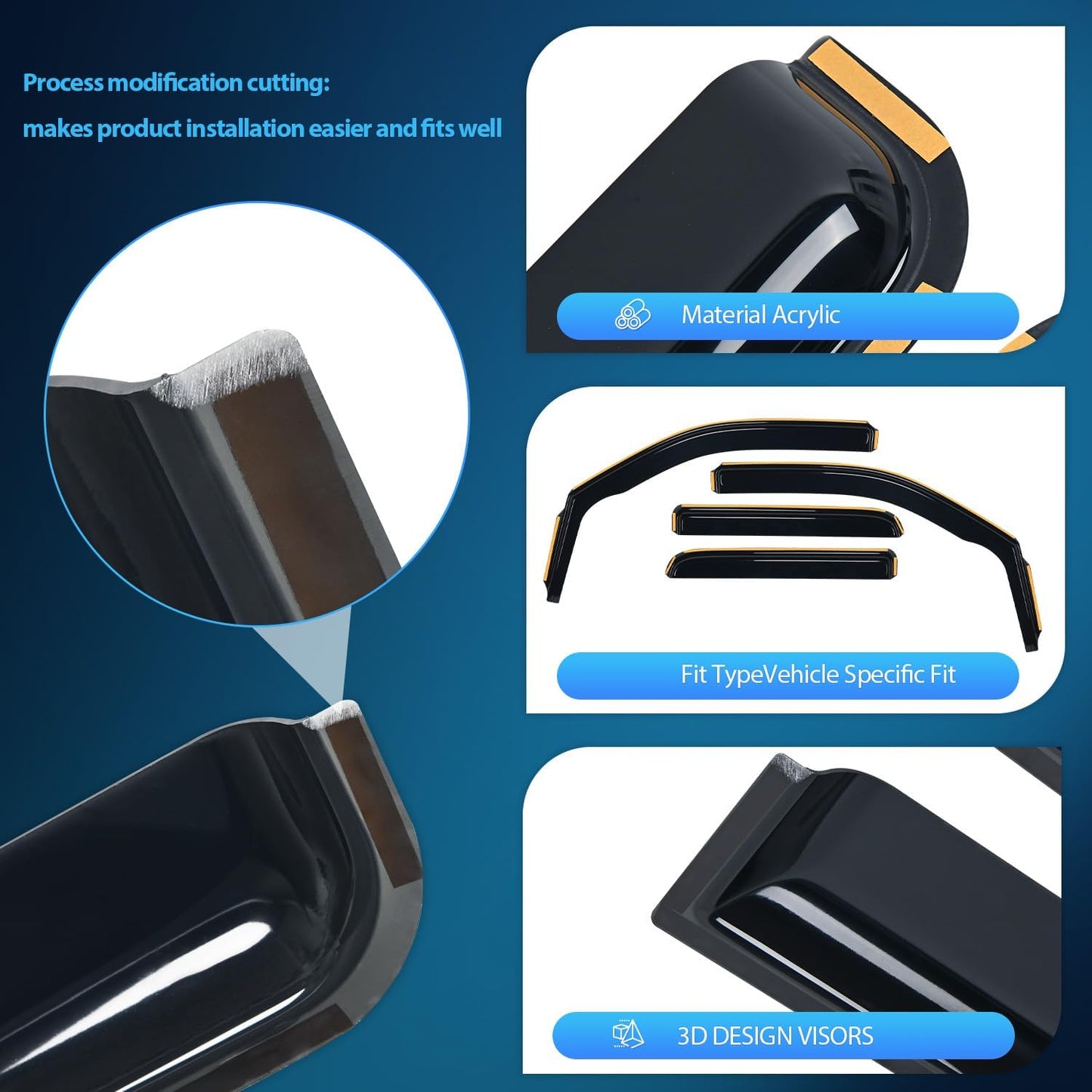 Nilight Durable Rain Guards for Ford F150 Super Crew 2009-2014,F150 SVT Raptor 2010 2011 2012 2013 2014,Vent Window Visors,Window Deflectors-4PCS