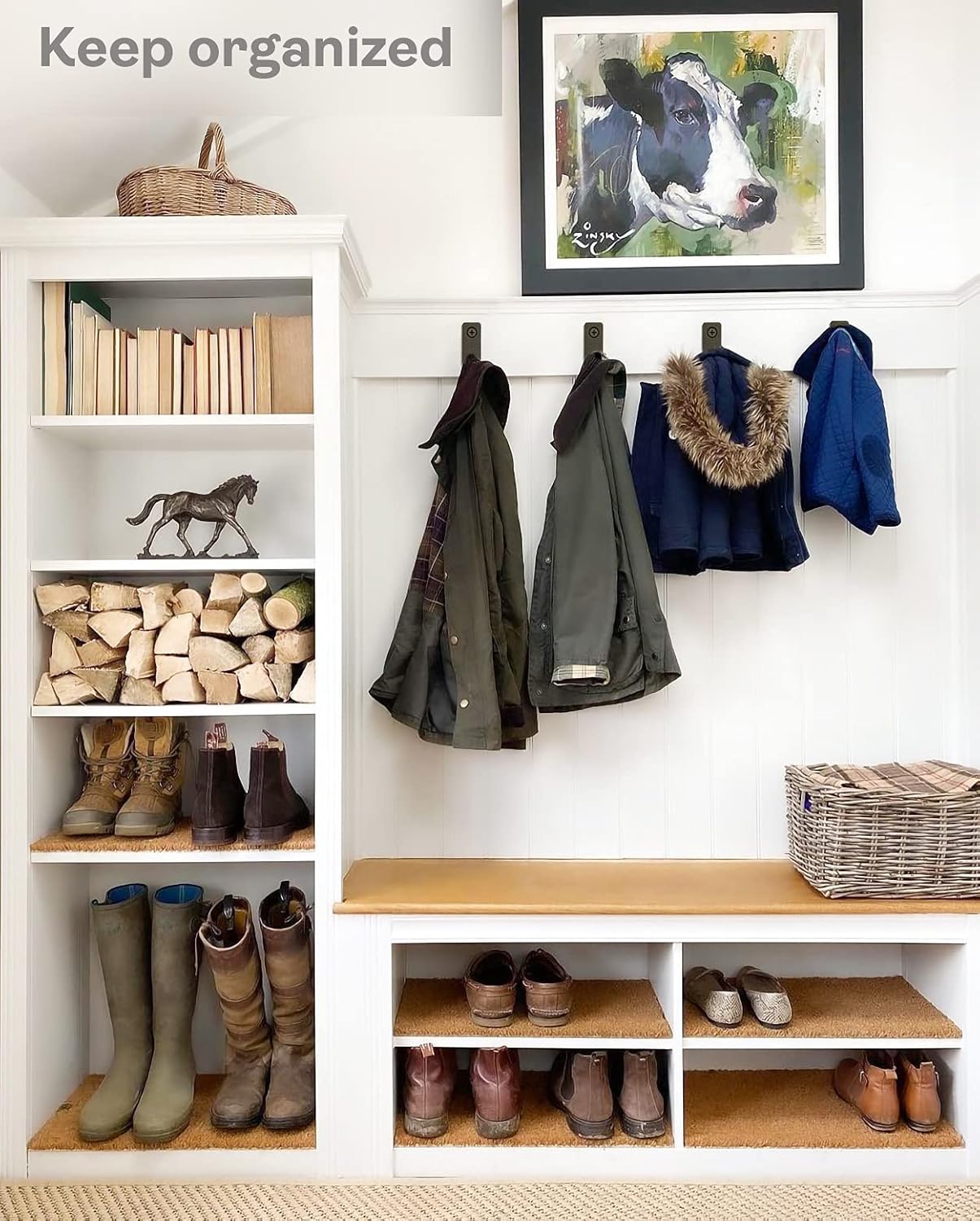 6 Pack Heavy Duty Steel Essential Style Wall Hooks for Indoors & Outdoors (White J Hook)