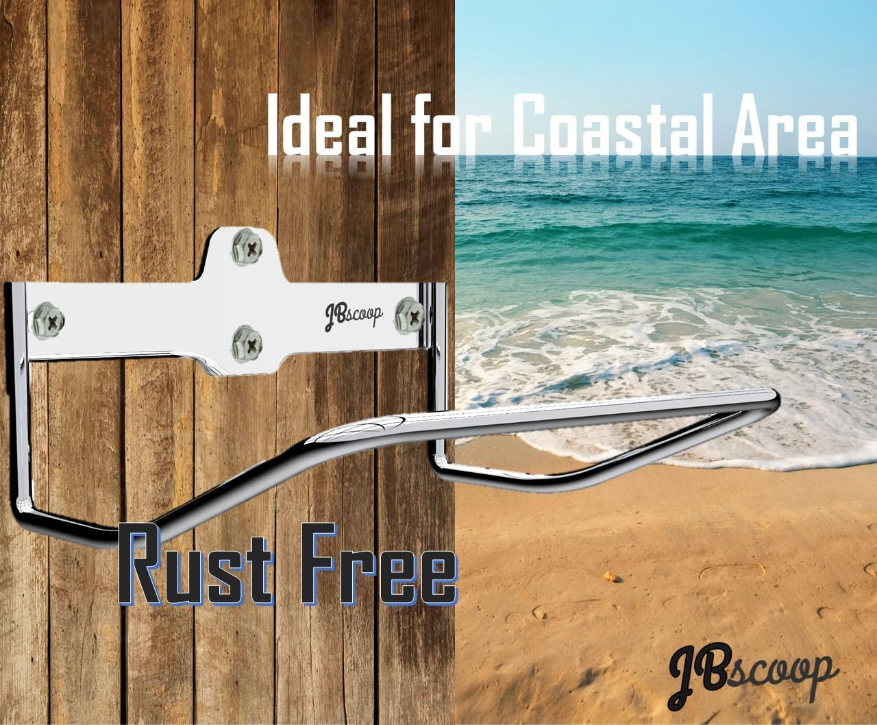 JBscoop 2 Ladder Hooks Wall Mount for Ladder Storage Strollers and Folding Chair, Heavy Duty Lader Holder Rust Proof SS304 (2)