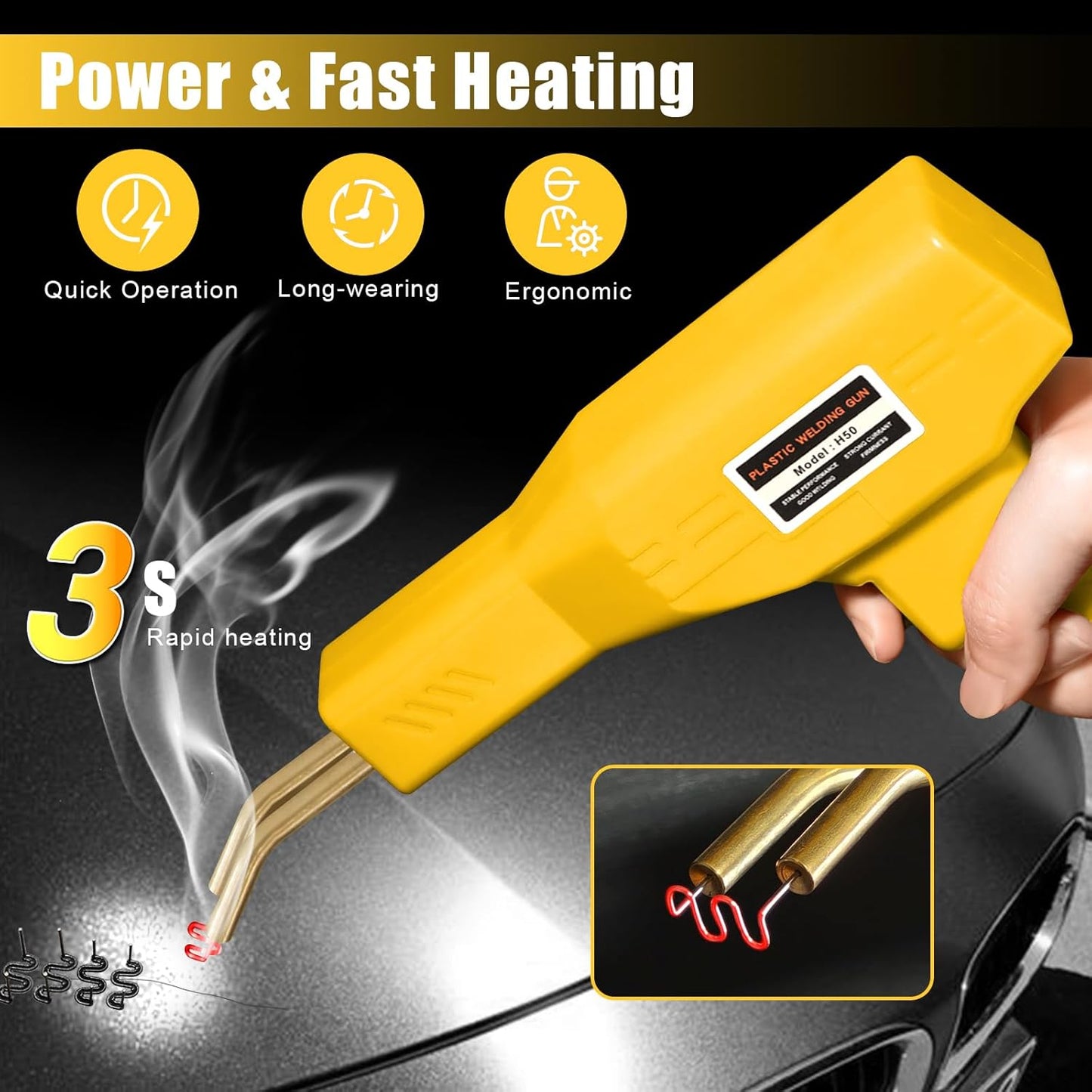 ATOLS Plastic Welder, 1000PCS Staples, Plastic Welding Kit, Hot Stapler Kit, Plastic Welder Gun Kit, Car Bumper Repair Kit, Plastic Repair Kit