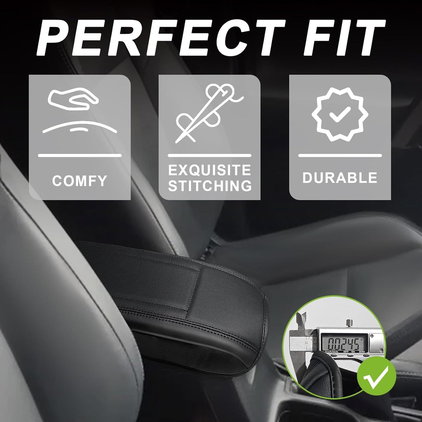 Muslogy Center Console Armrest Cover Compatible with Toyota RAV4 2013-2018 Comfort Armrest Pad Arm Rest Cushion Vegan Leather Protector Regular Thick