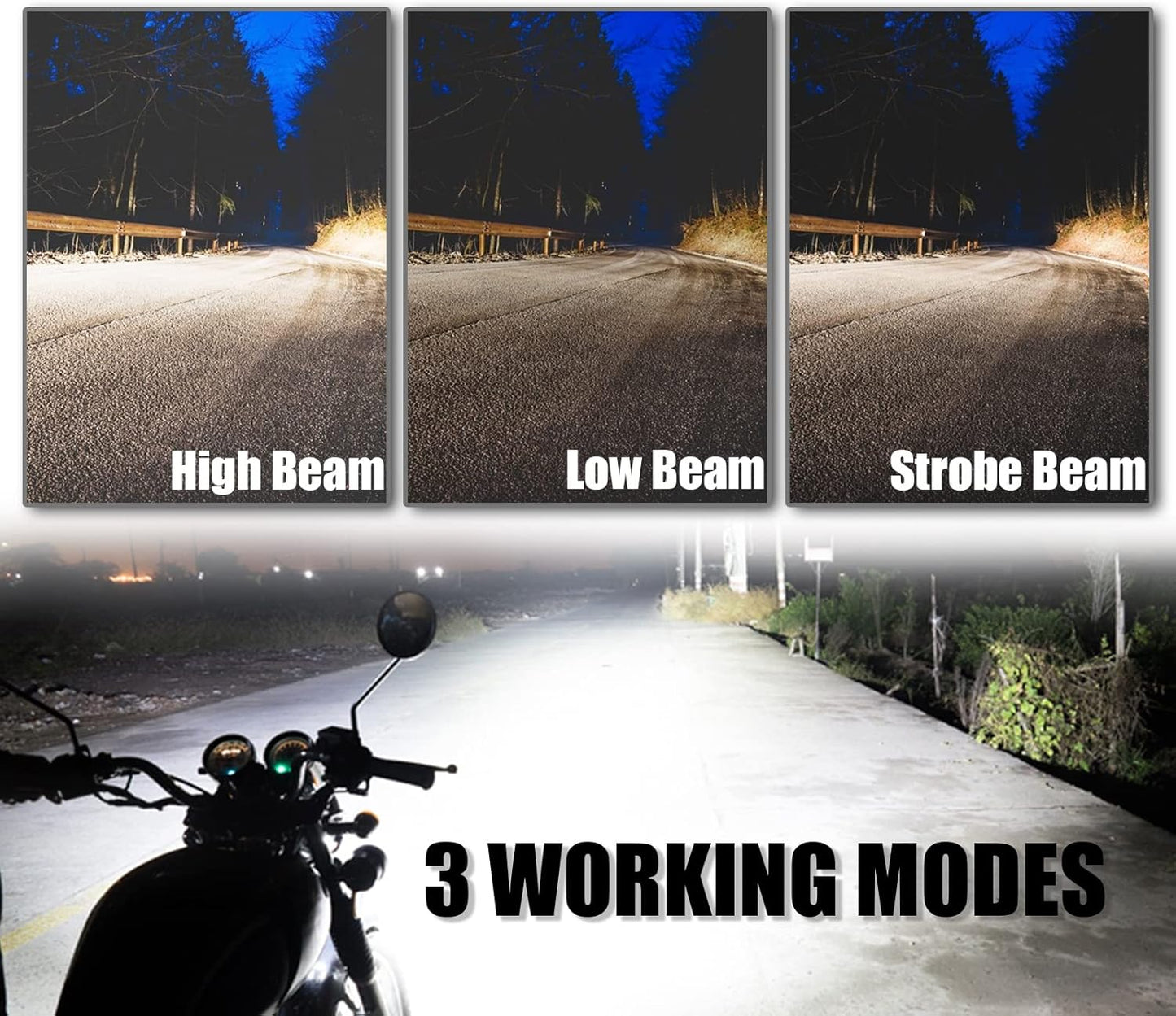 Motorcycle Driving Lights 12-60V 40W 3600LM LED Fog Lights for ATV UTV Bike Car Truck Boat Forklift Waterproof LED Spotlights with 6 Light Beads High Low Strobe Beam Switch Universal (Black 2)