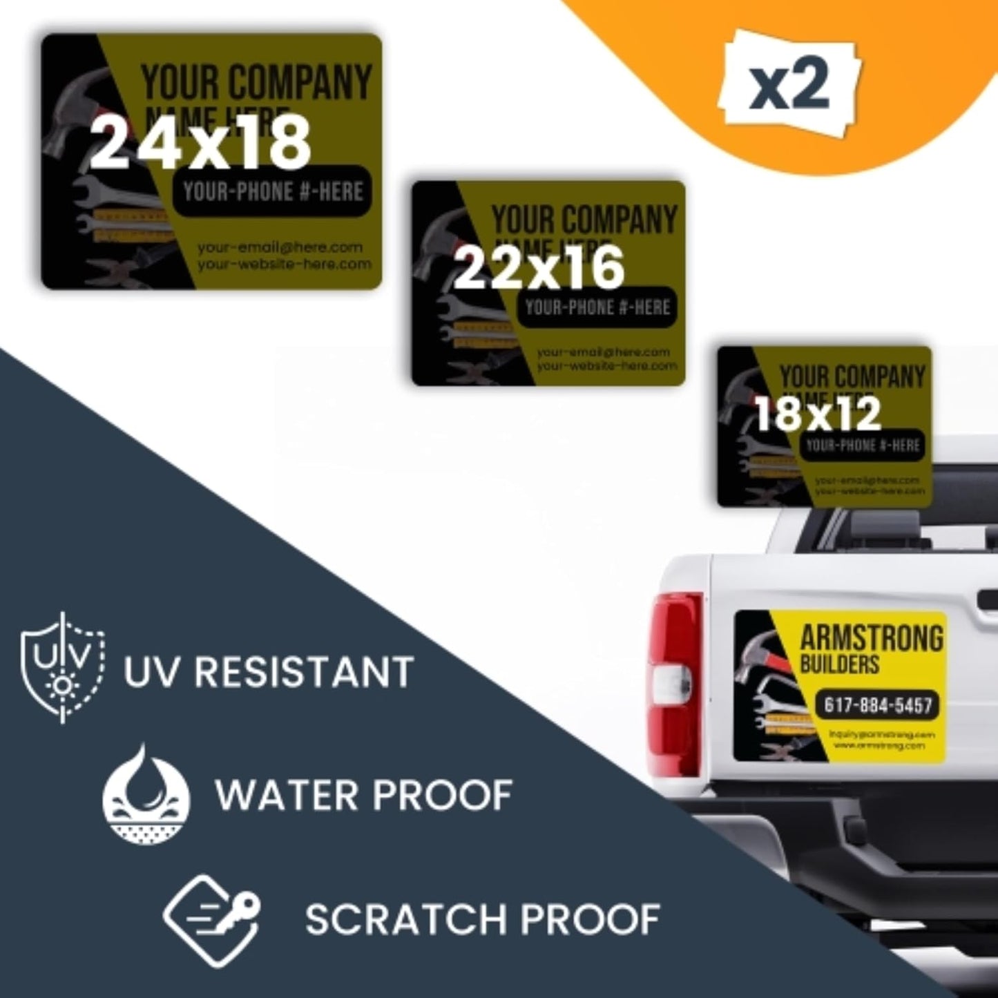 Magnet Me Up Customizable and Personalized Automotive Magnet Decals (18"x24"- Builder)