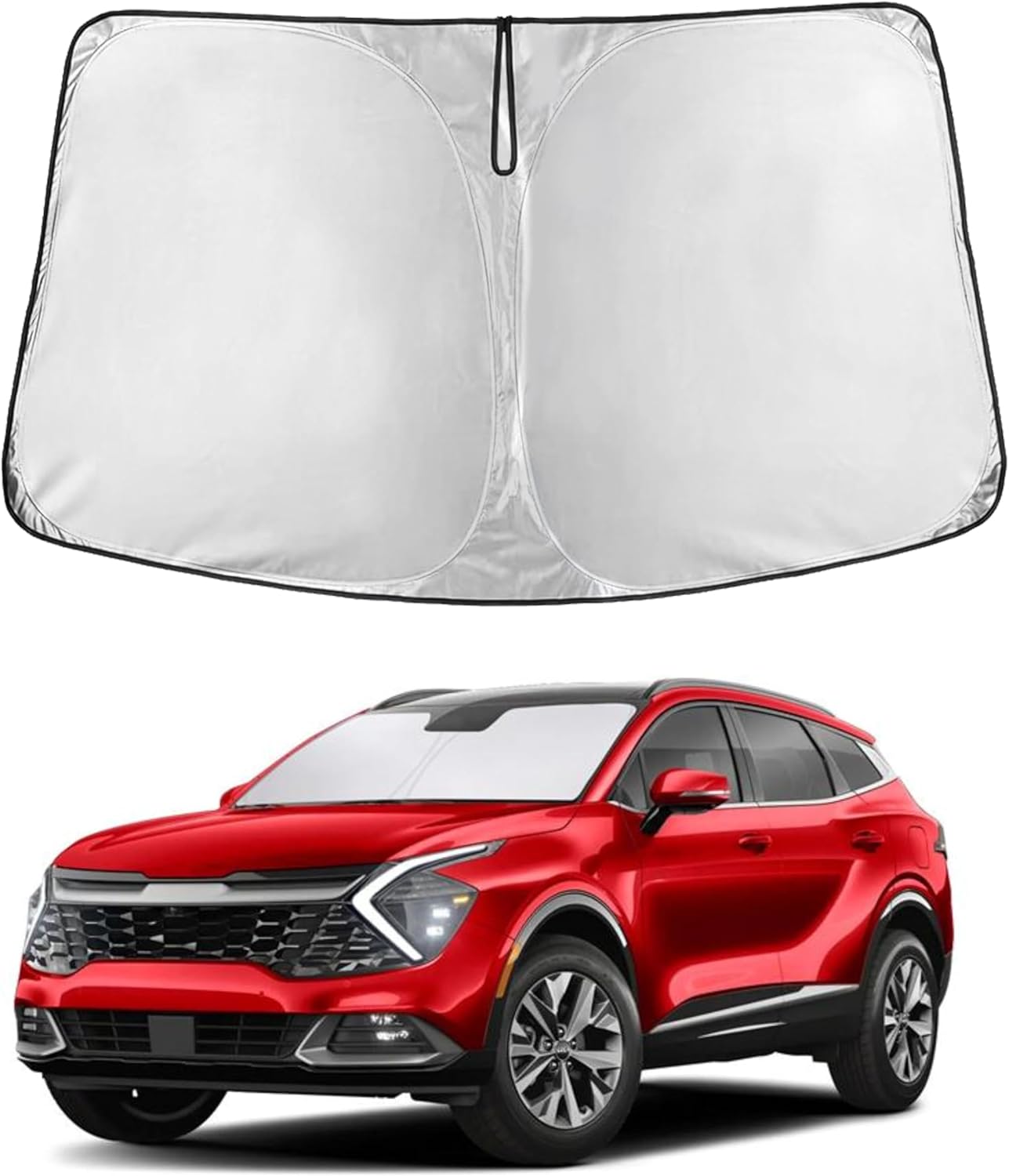 Kia Sportage EcoNour Car Windshield Sunshade 2018-2022 - 240T Polyester Material Cars Sun Visor Reflector Blocks UV Rays - Foldable Sunshade Interior Protection Accessories