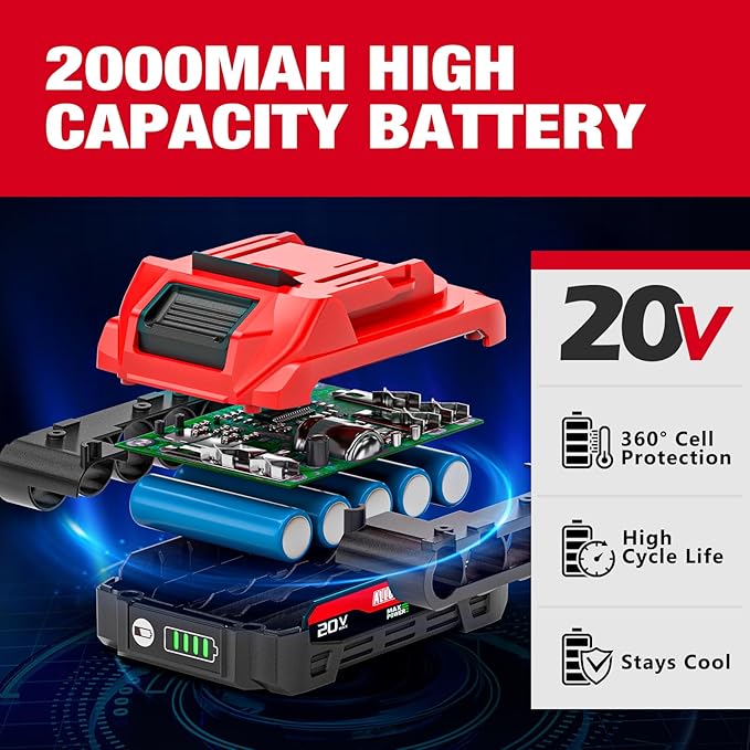 Alloyman 3/8" Cordless Ratchet Wrench Set, 44FT-LBS(60N.m) Electric Ratchet, 2 X 20V Chargeable Power Ratchet Wrench Set with Variable Speed, LED Light, 6 Sockets, 1/4" Adapter, 3" Extension Rod