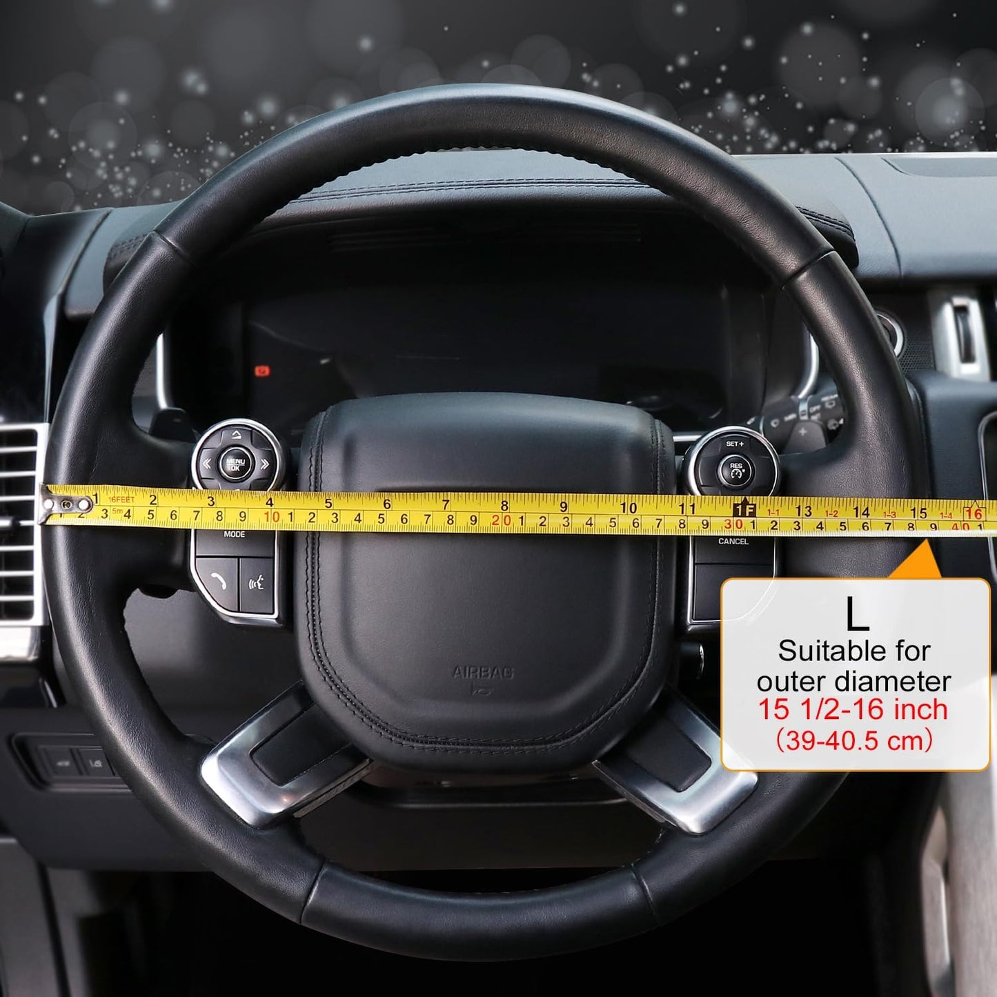 COFIT Breathable Car Steering Wheel Cover 16 inch Auto Universal Leather Wrap Non-Slip Steeringwheel Protector Automotive Interior Accessories, Beige (Suit for 15.5-16 inch)