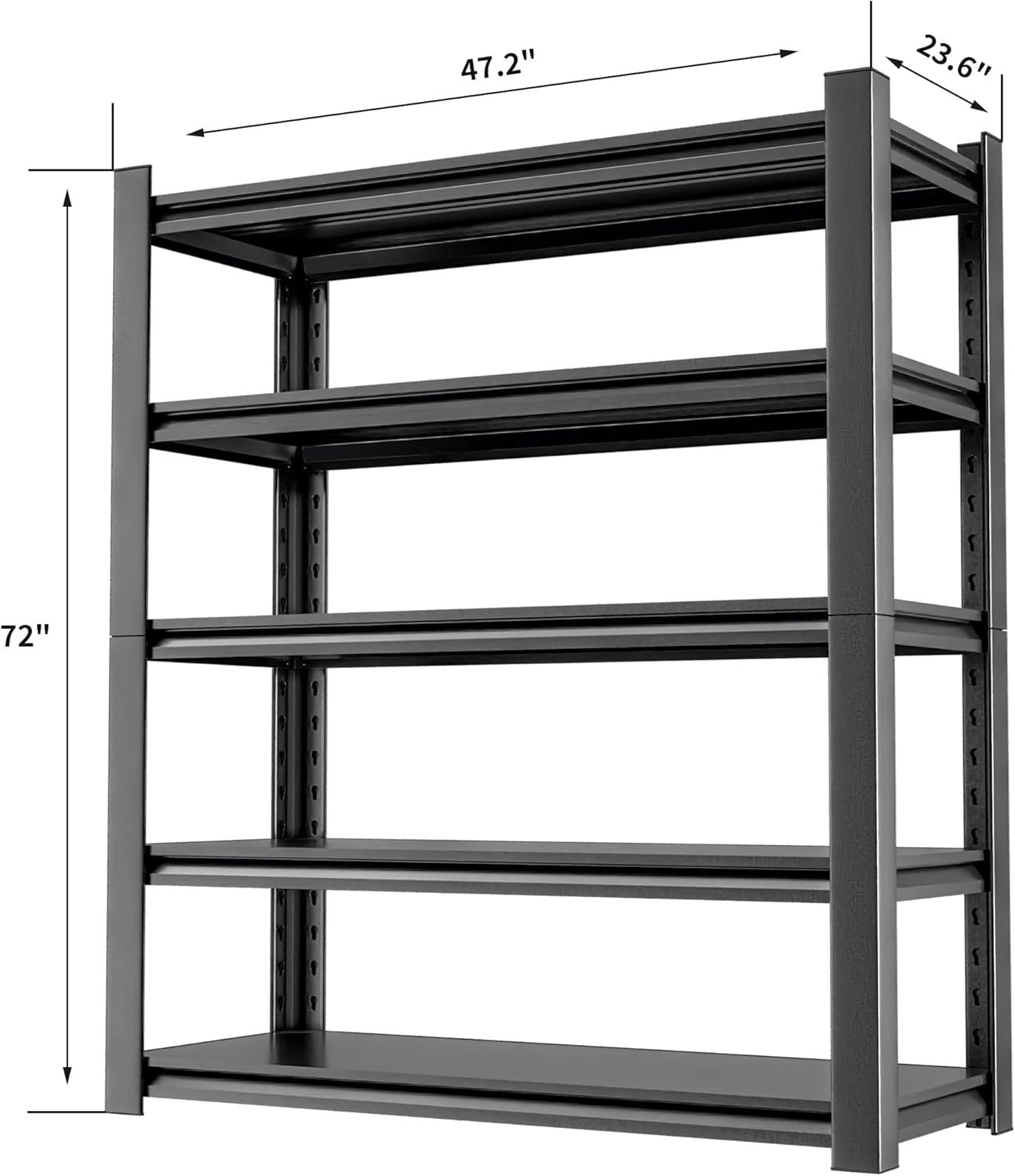 Metal Garage Storage Shelving Unit, 5-Tier Heavy Duty Adjustable Utility Shelves, Industrial Steel Shelving for Garage, Warehouse, and Storage Solutions 24" D x48 W x72 H