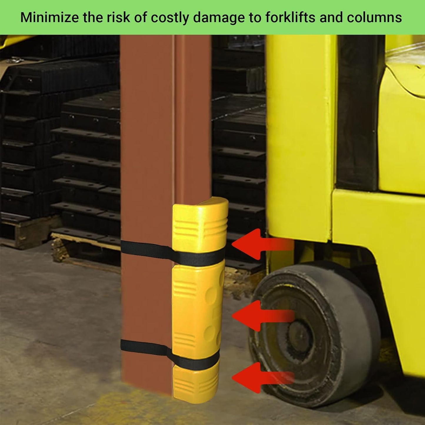 Warehouse Column Protector - Depot Shelves Forklift Crash Pads, Bollard Guard Cover for 4" Square Columns, High-Density Polyethylene, 1 Pcs