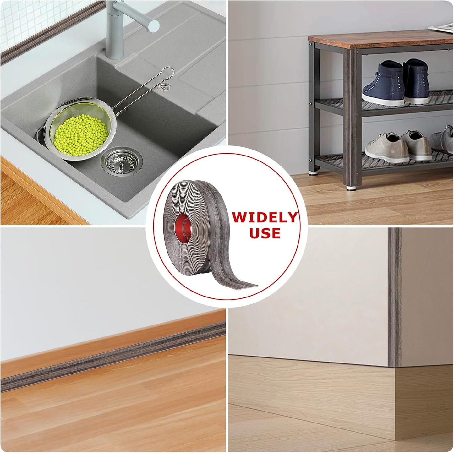 Flexible Wall Corner Protector Moulding Trim Peel and Stick Wall Corner Guards Edge Protector Self Adhesive Molding Trim Strip for Edge Ceiling (Brown Walnut Wood Grain, 2.4 in x 10 Ft)