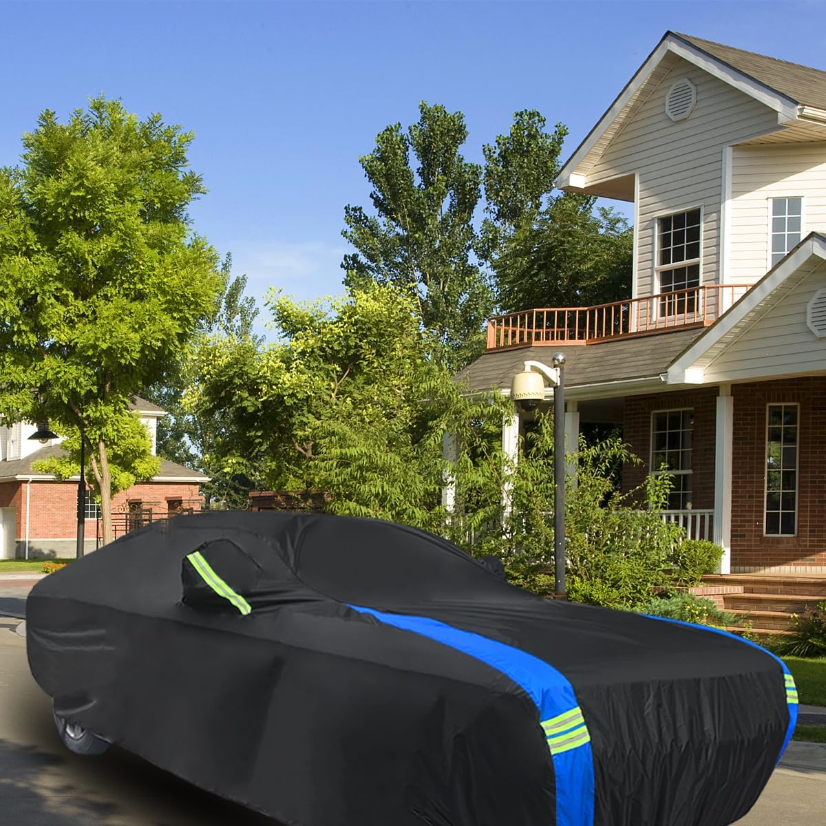 Avecrew Car Cover Waterproof All Weather for Dodge Challenger Automobiles, Outdoor Full Exterior Covers Fit 2008-2023 for Dodge Challenger with Windproof Strap