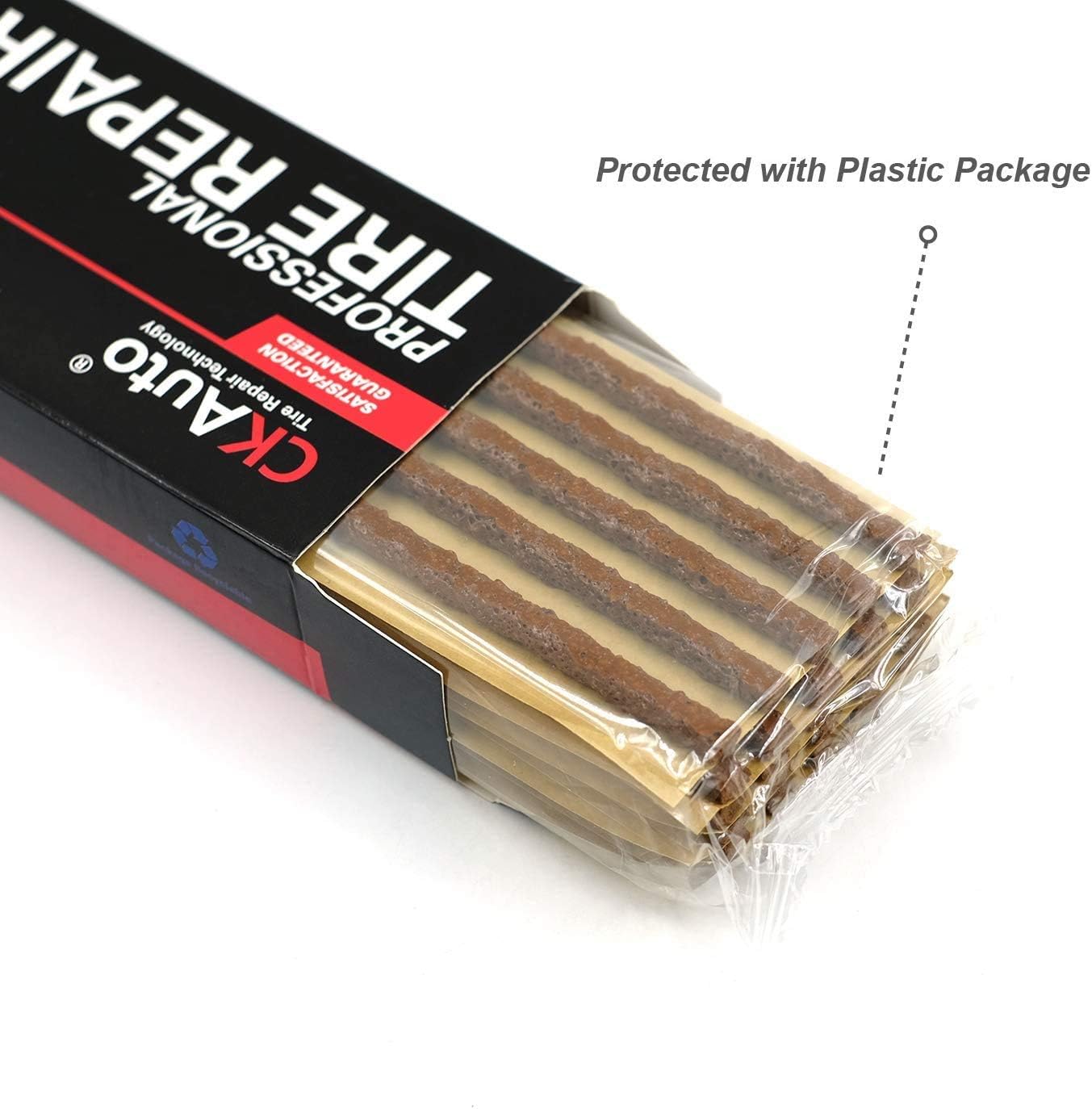 CKAuto 30pcs 8" Brown Tire Repair Strings, Automotive Tool Tire Repair Plugs for Tubeless Off-Road Tires Car, Bike, ATV, UTV, Wheelbarrow, Mower