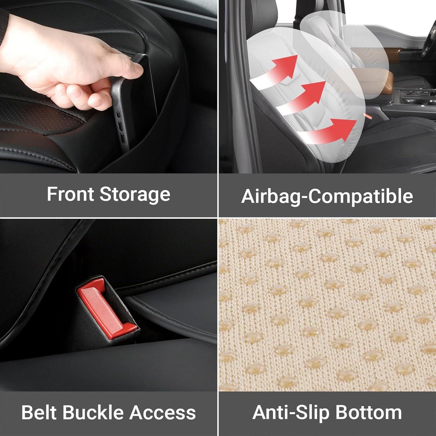 Coverland Custom Car Seat Covers Compatible with 2007-2014 Sierra 2500HD Extended Cab - Premium Leather Non-Slip Waterproof Cover Interior Protector Full Set-Black [See Size Chart-Size X114]